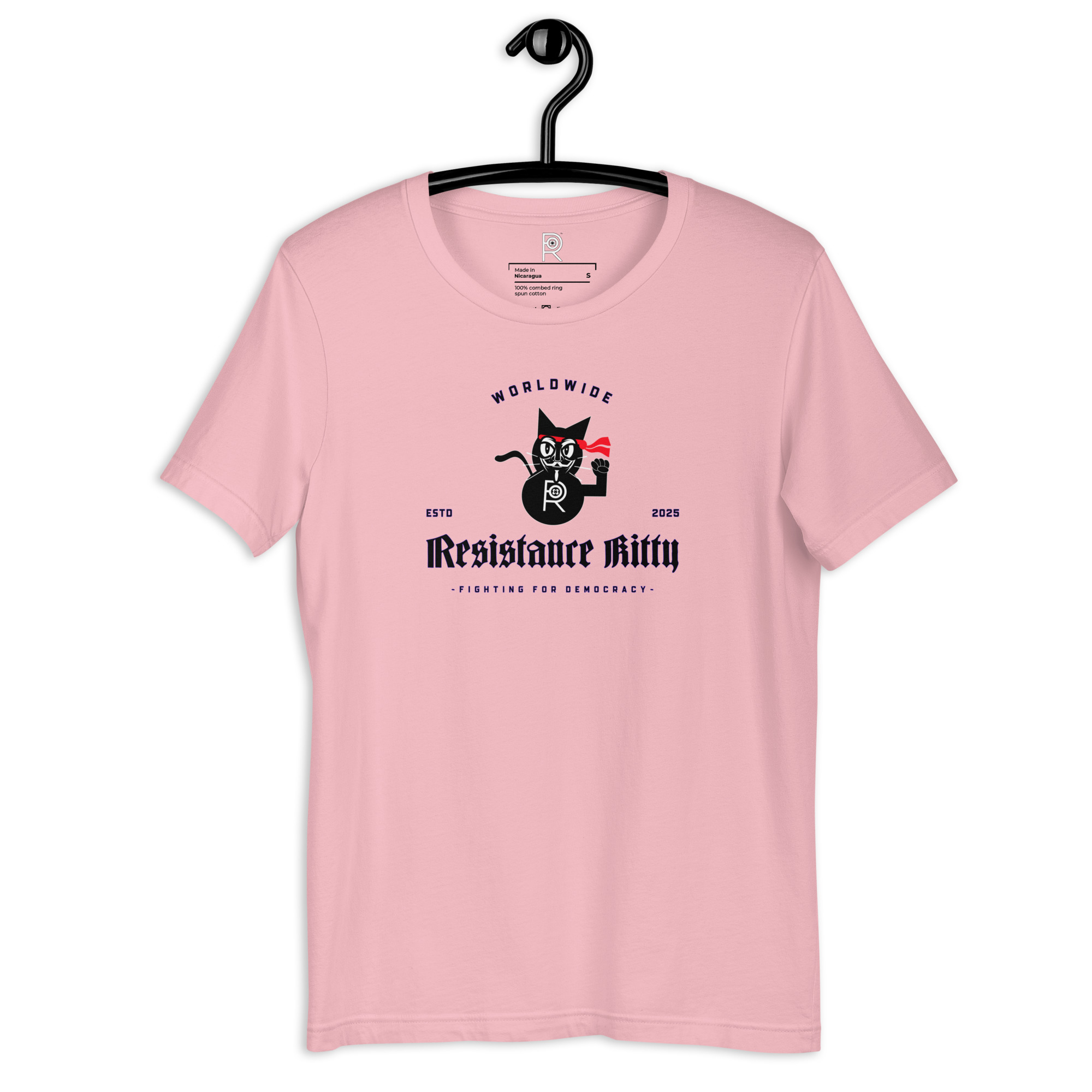 R - Resistance Kitty Fighting For Democracy Worldwide Estd 2025 Light Style Unisex T-shirt - Image 40