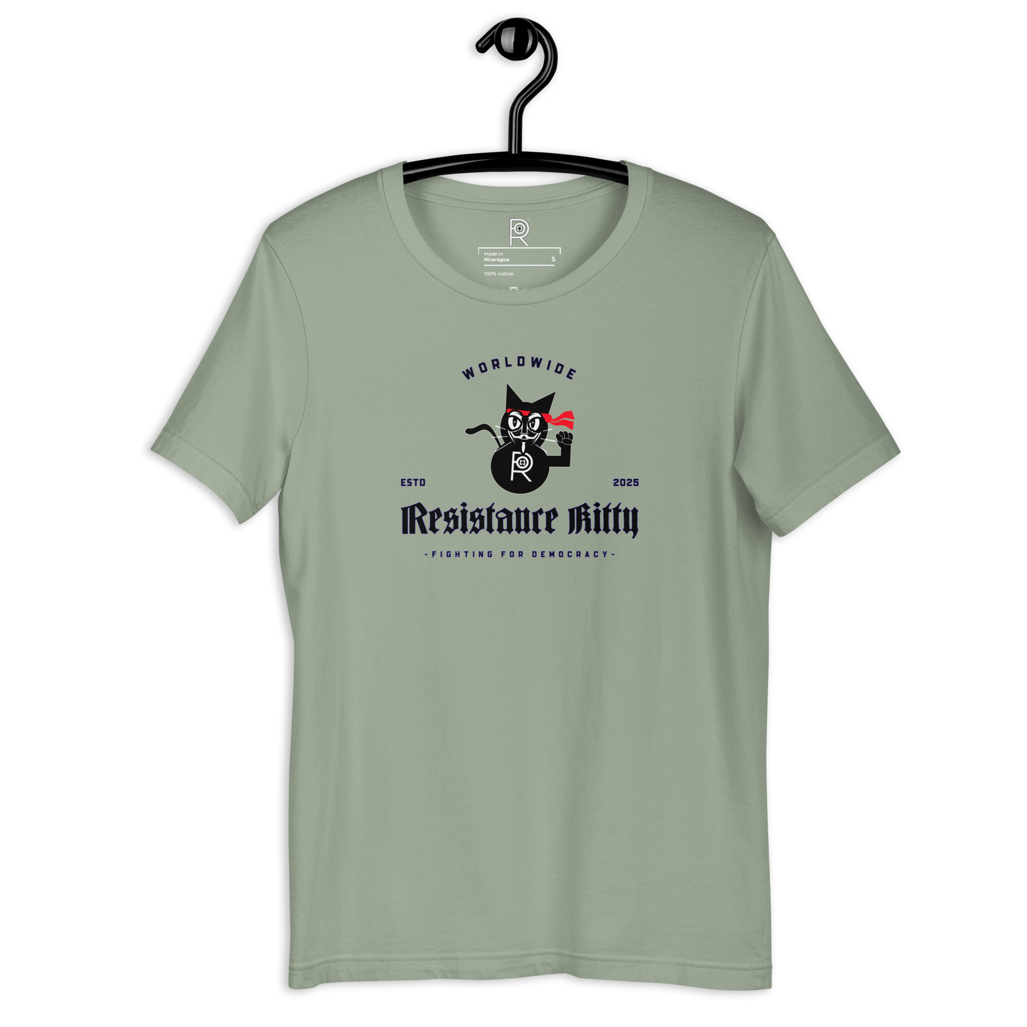 R - Resistance Kitty Fighting For Democracy Worldwide Estd 2025 Light Style Unisex T-shirt - Image 29