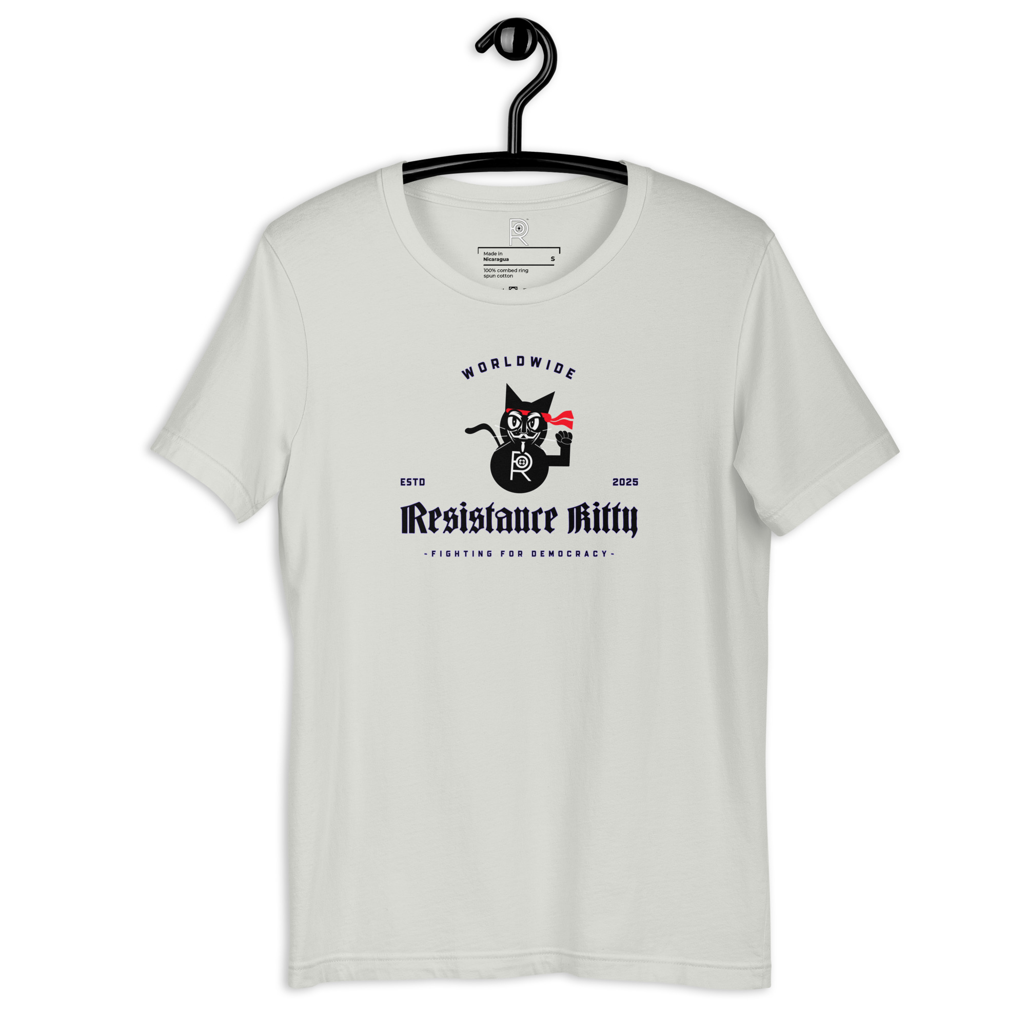 R - Resistance Kitty Fighting For Democracy Worldwide Estd 2025 Light Style Unisex T-shirt - Image 55