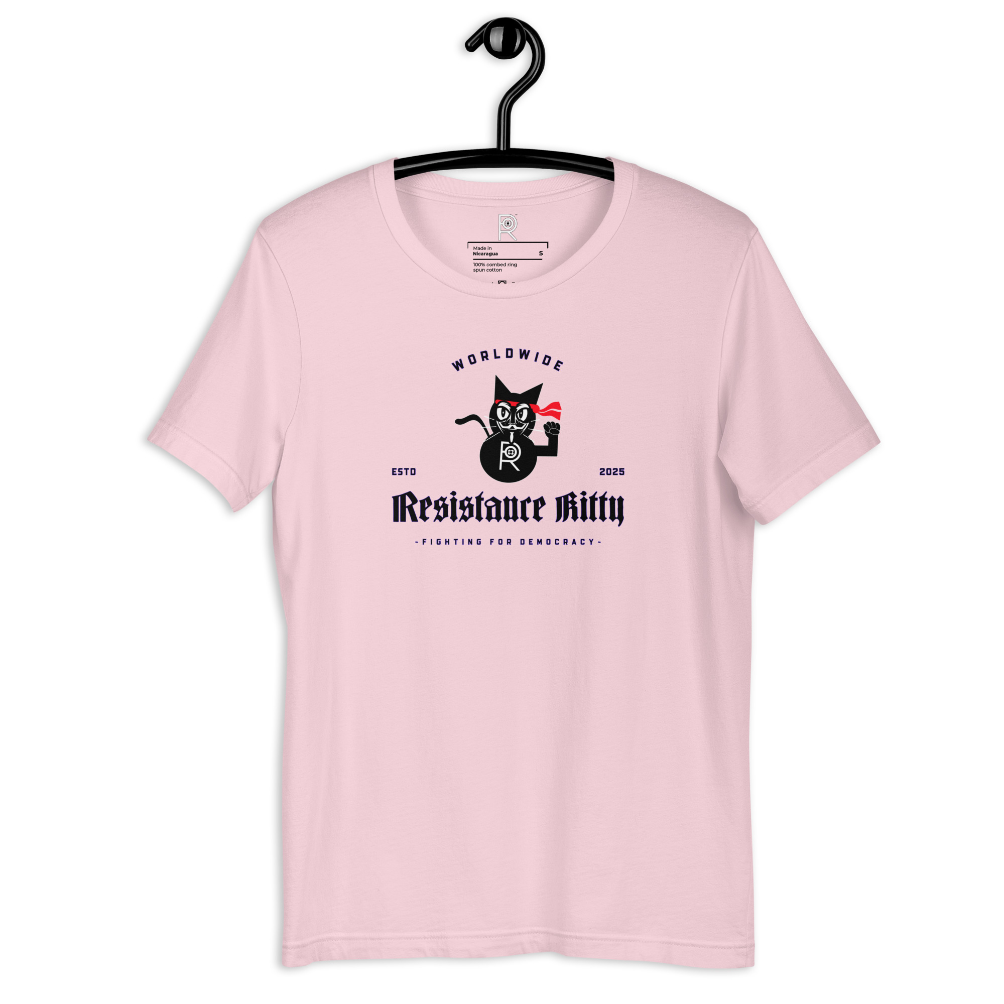 R - Resistance Kitty Fighting For Democracy Worldwide Estd 2025 Light Style Unisex T-shirt - Image 53