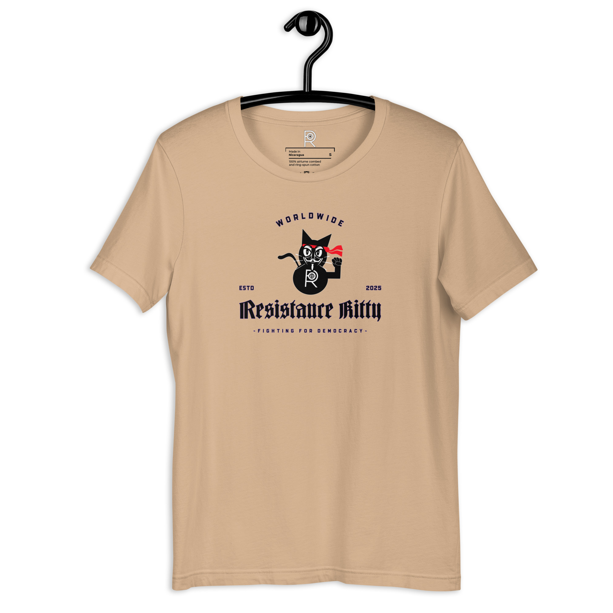 R - Resistance Kitty Fighting For Democracy Worldwide Estd 2025 Light Style Unisex T-shirt - Image 31