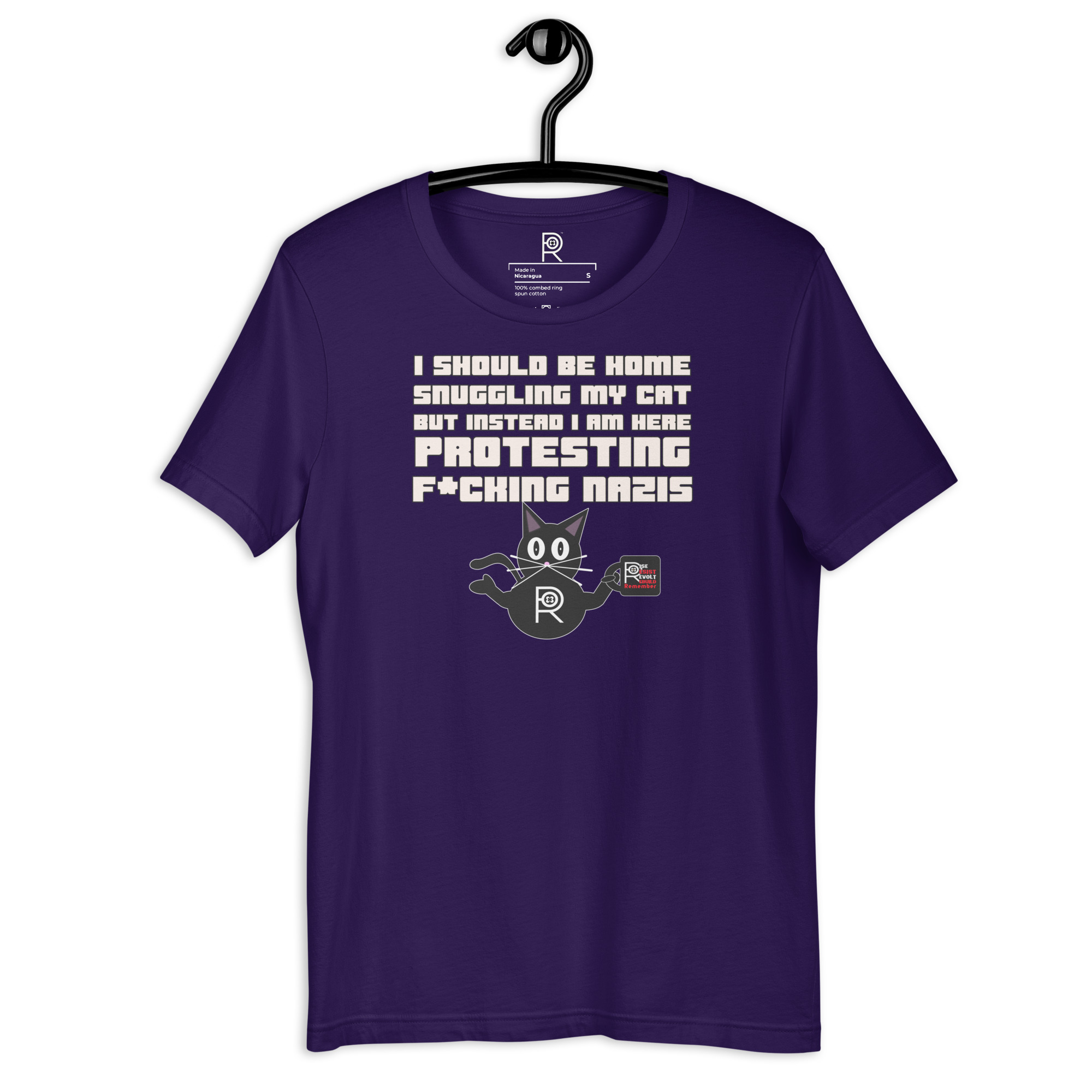 R - I Should Be Home Snuggling My Cat But Instead I Am Here Protesting F*cking Nazis Dark Style Unisex T-shirt - Image 29