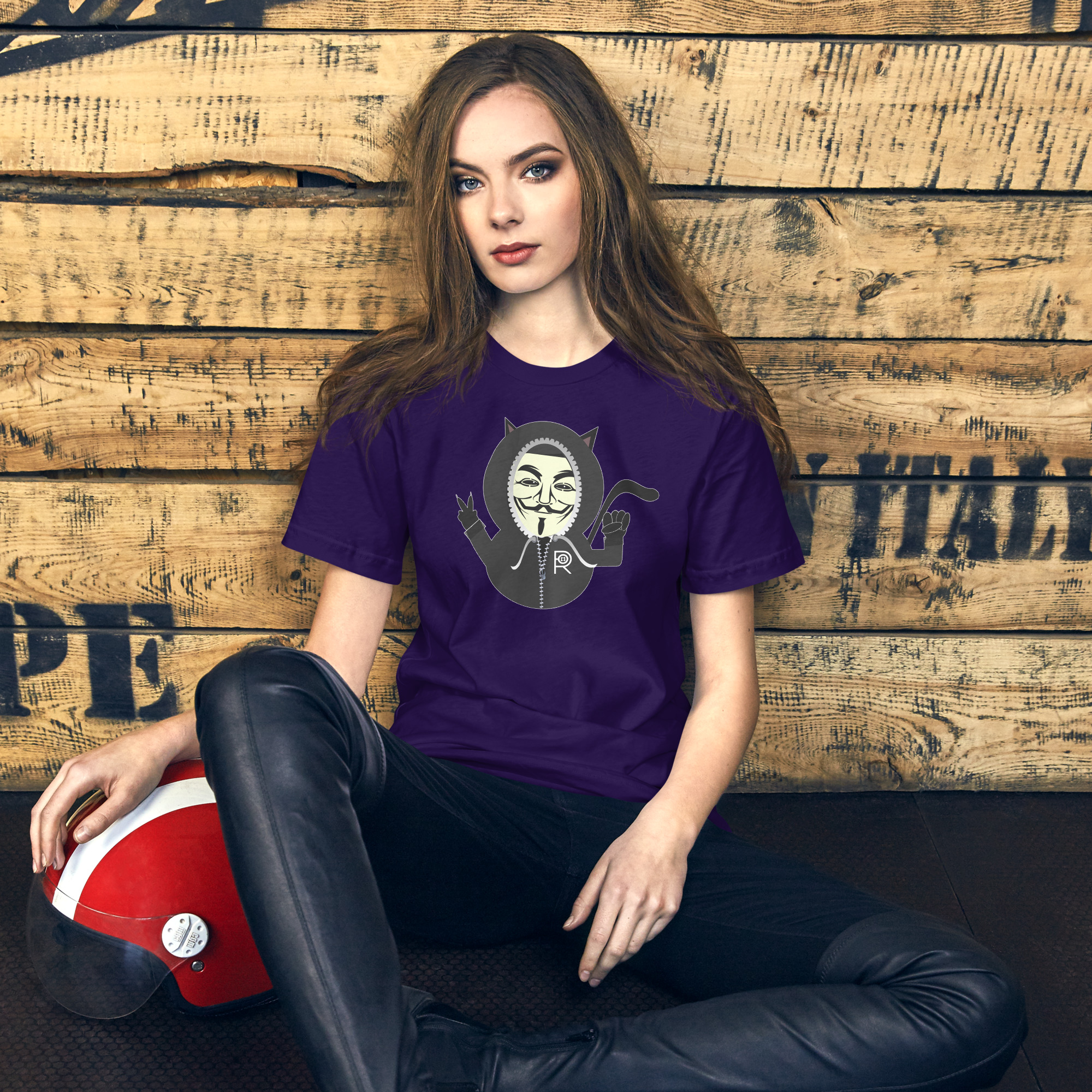 R - Anonymous Resistance Kitty Dark Style Unisex T-shirt - Image 9