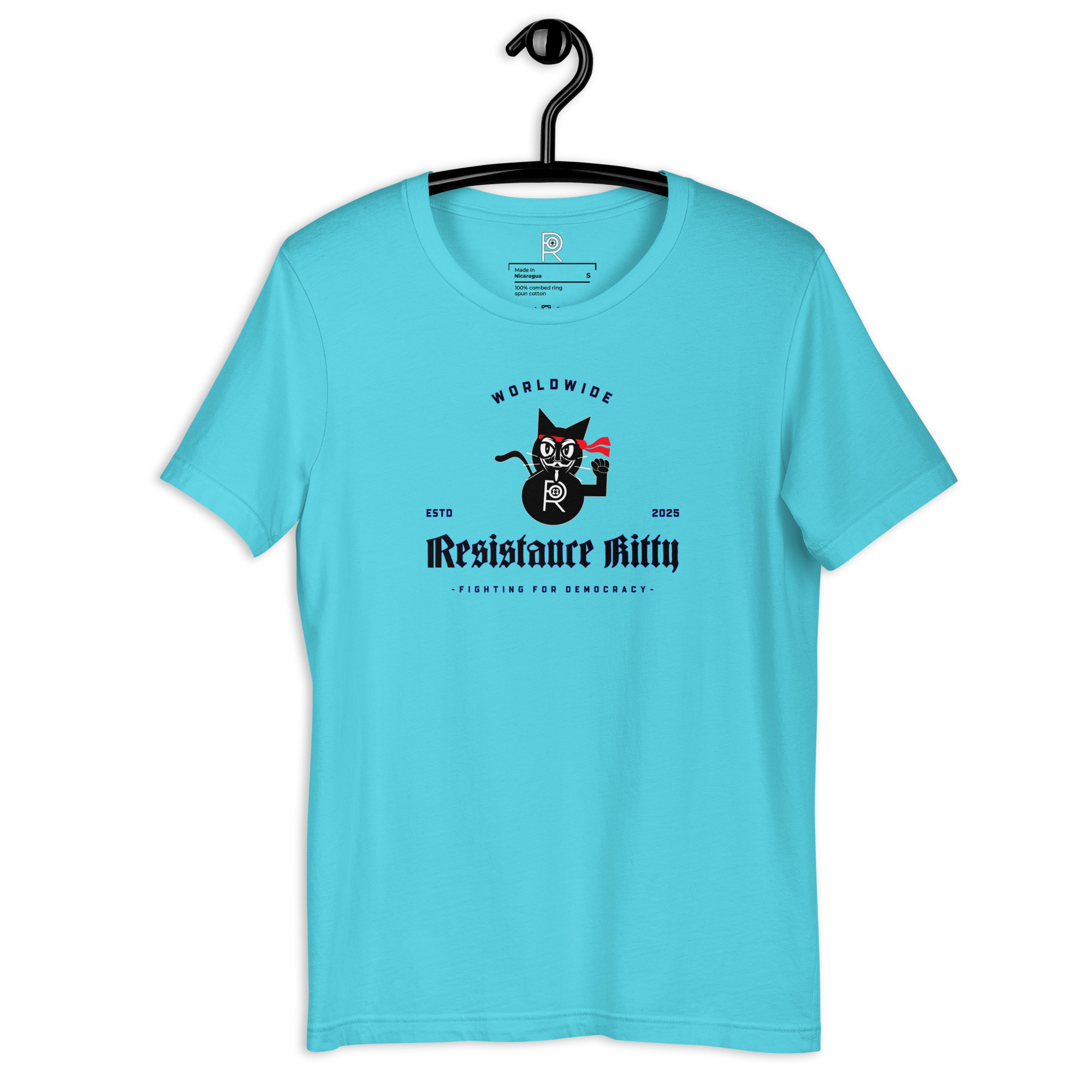 R - Resistance Kitty Fighting For Democracy Worldwide Estd 2025 Light Style Unisex T-shirt - Image 35