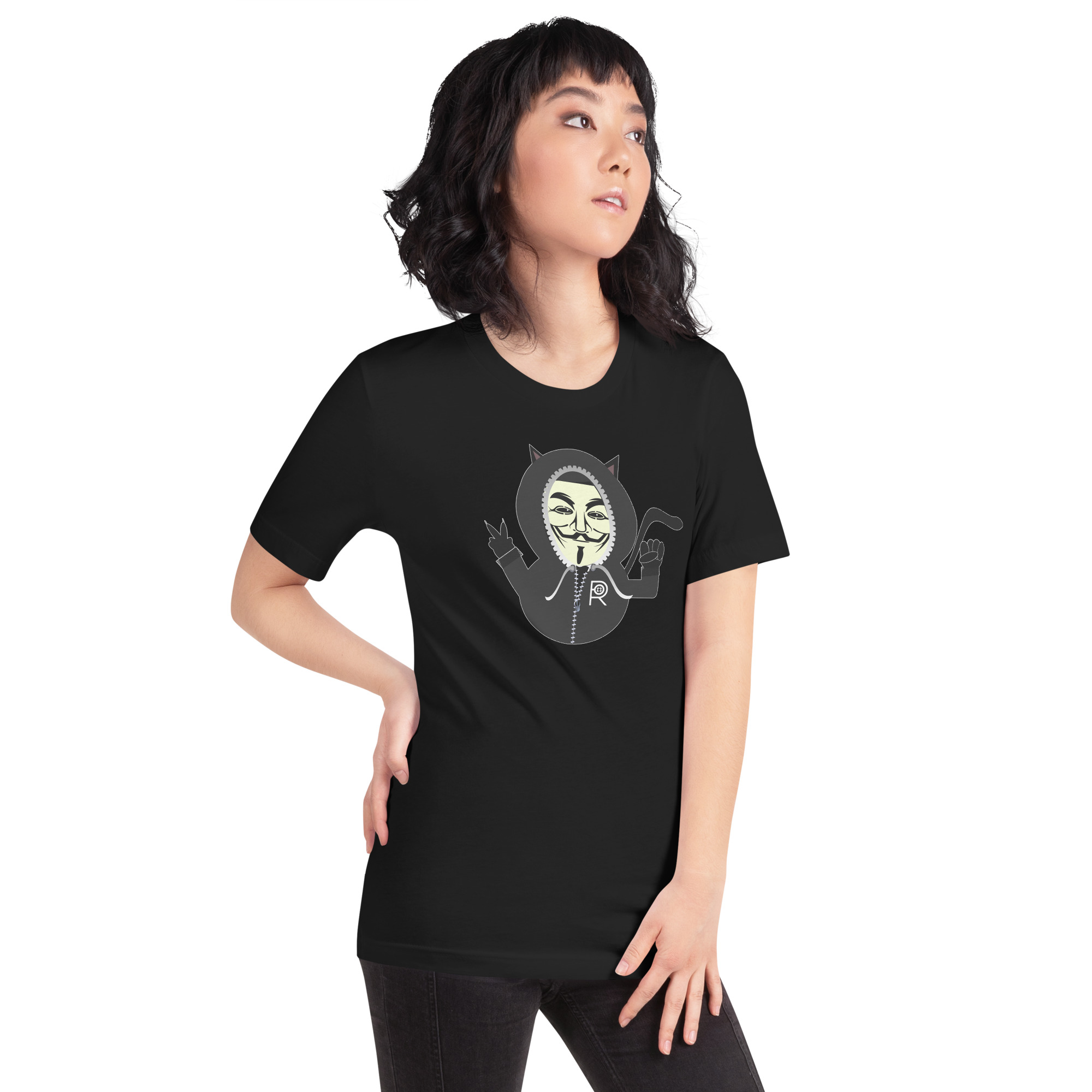 R - Anonymous Resistance Kitty Dark Style Unisex T-shirt - Image 4