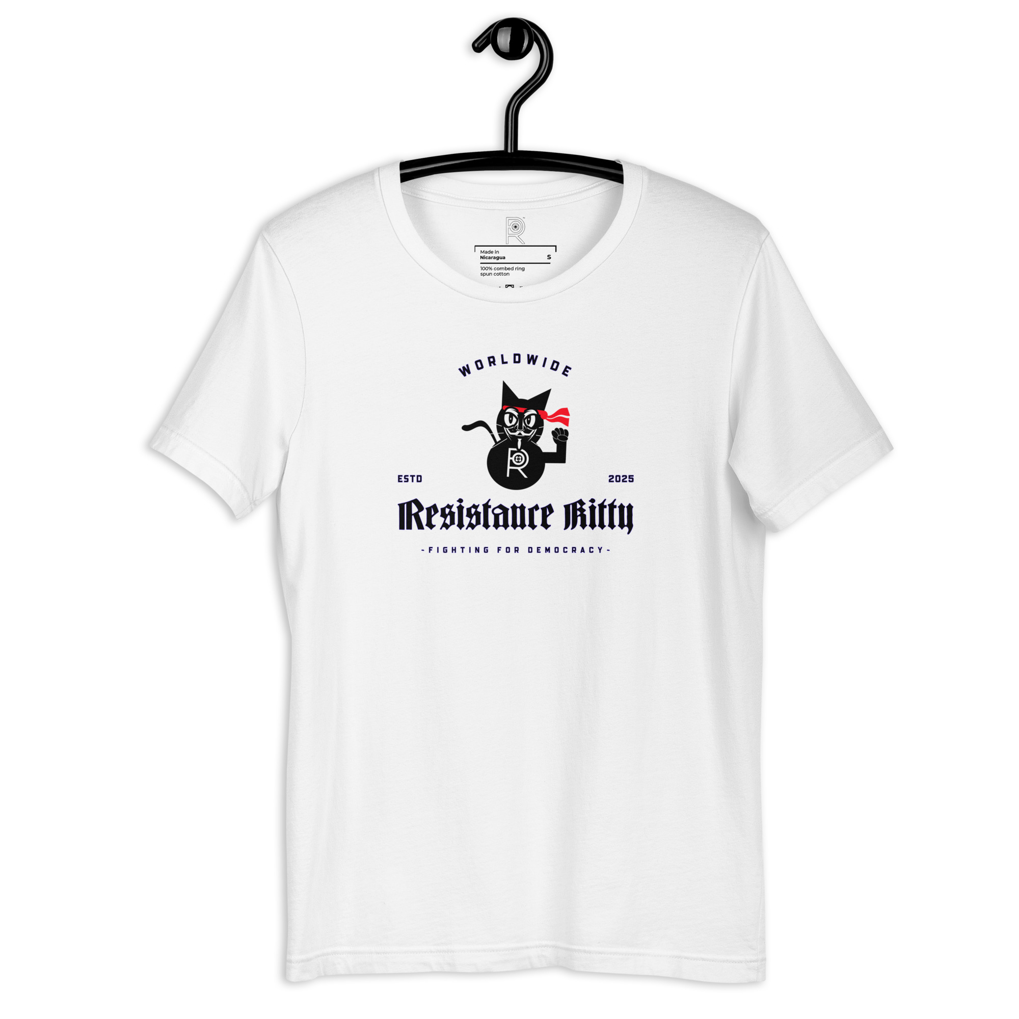 R - Resistance Kitty Fighting For Democracy Worldwide Estd 2025 Light Style Unisex T-shirt - Image 63