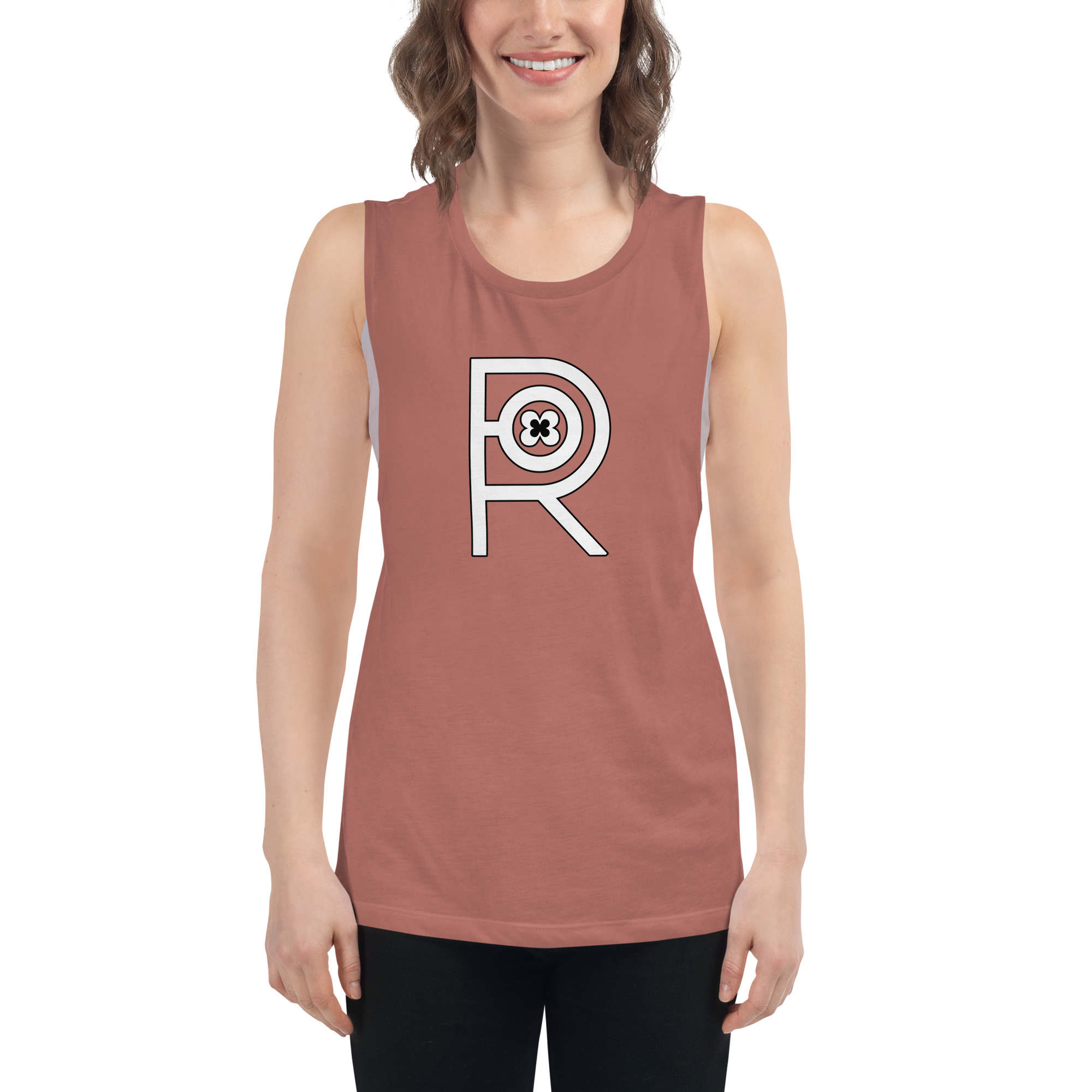 R - White And Black Outlined Ladies’ Muscle Tank - Image 7