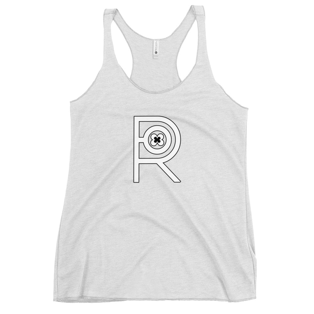 R - White And Black Outlined Women's Racerback Tank - Image 30