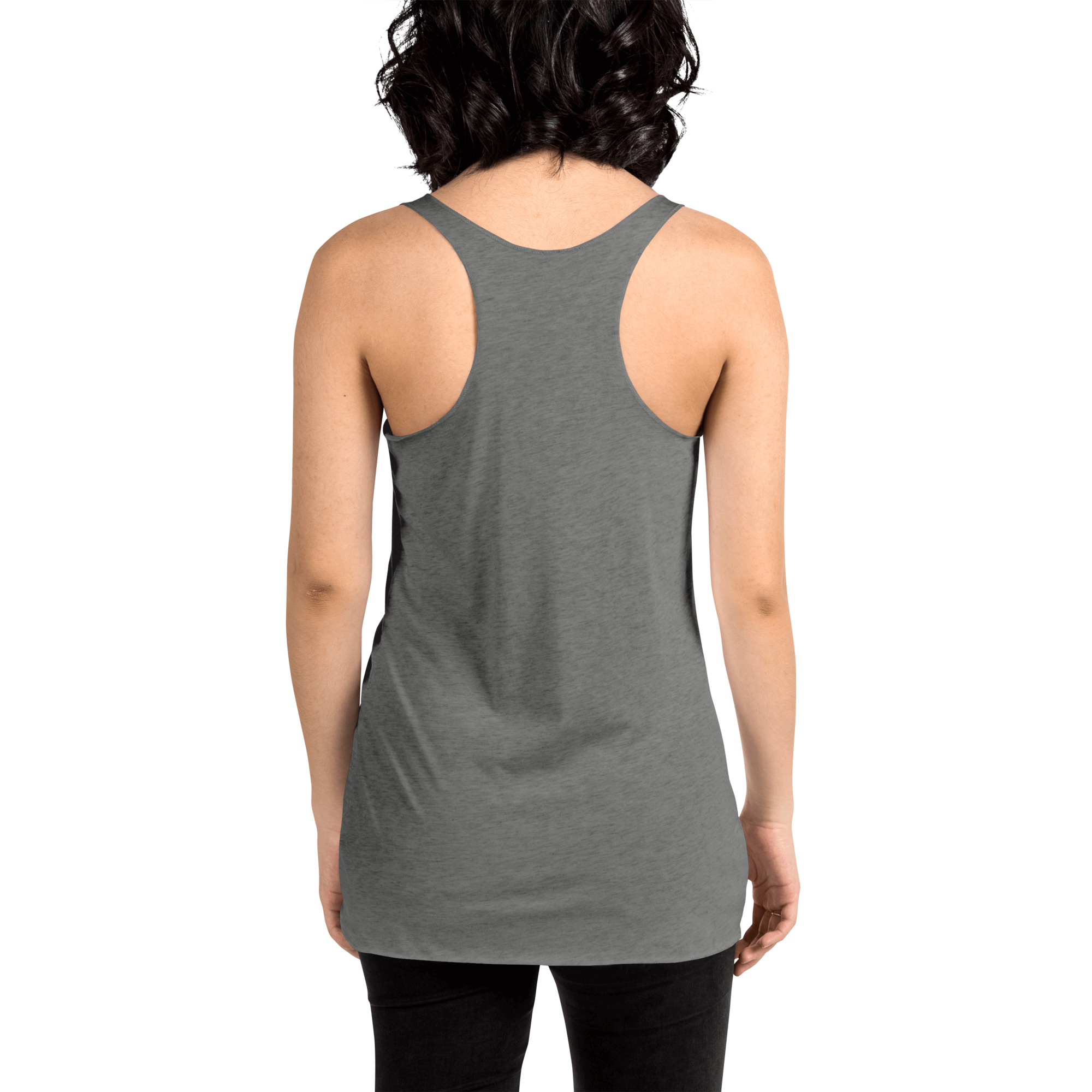 R - White And Black Outlined Women's Racerback Tank - Image 6