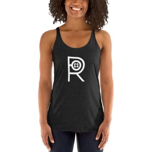 R - White And Black Outlined Women's Racerback Tank