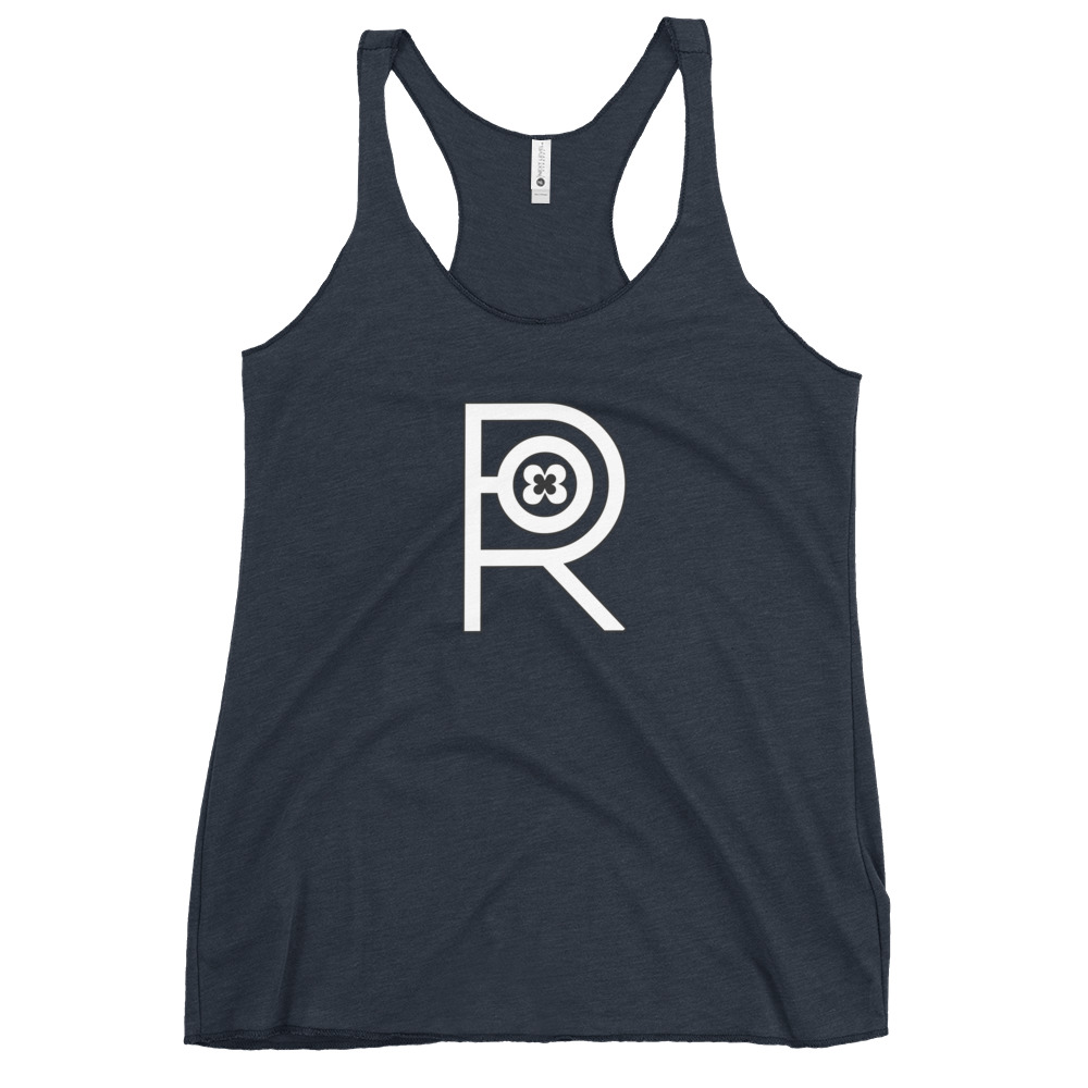 R - White And Black Outlined Women's Racerback Tank - Image 19