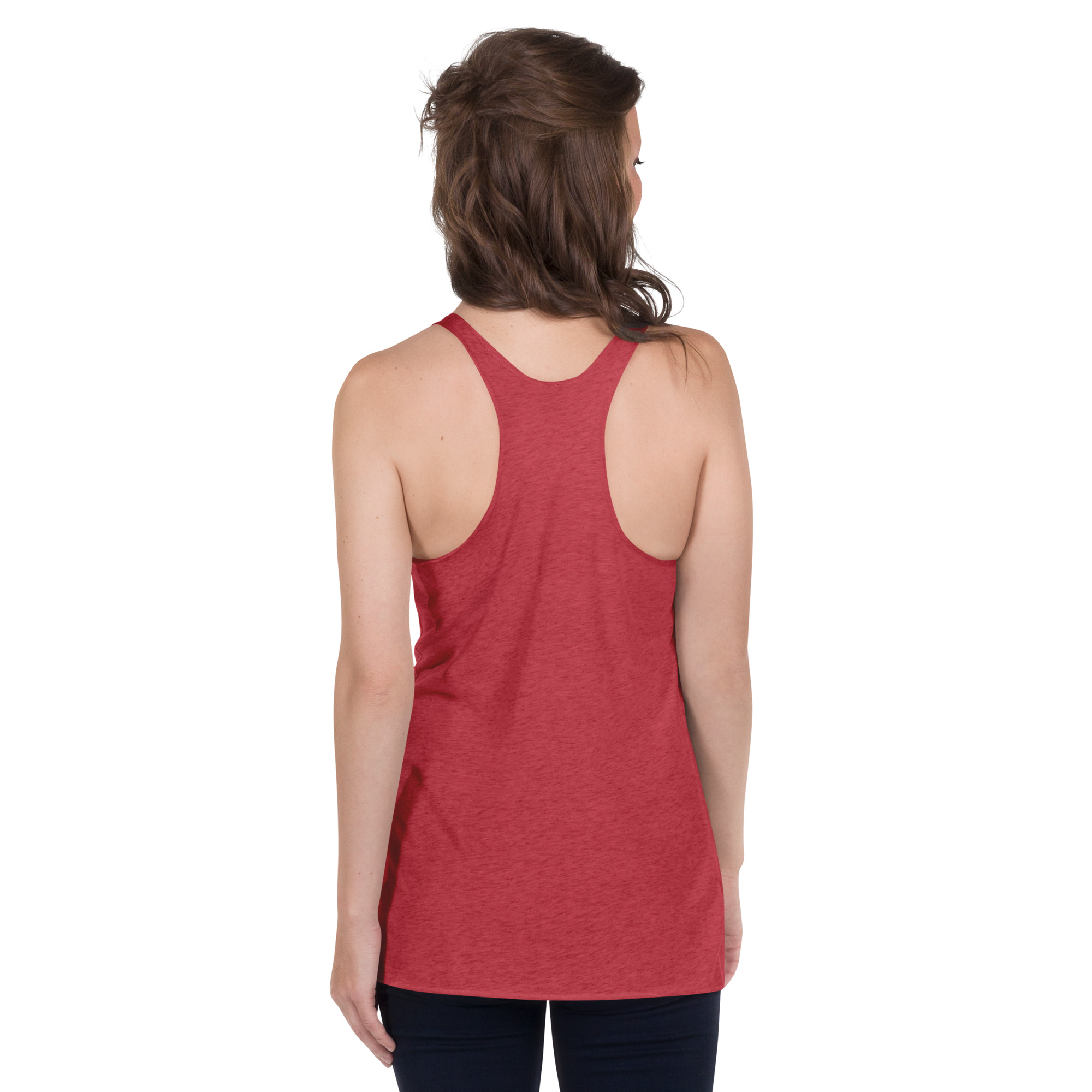 R - White And Black Outlined Women's Racerback Tank - Image 12
