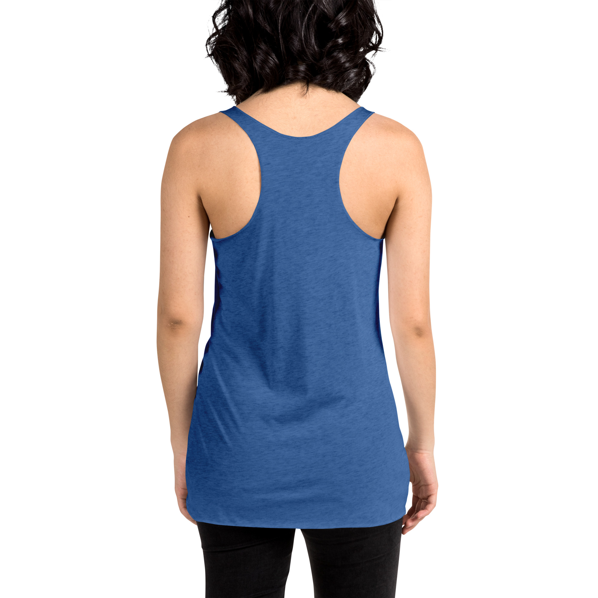 R - White And Black Outlined Women's Racerback Tank - Image 14