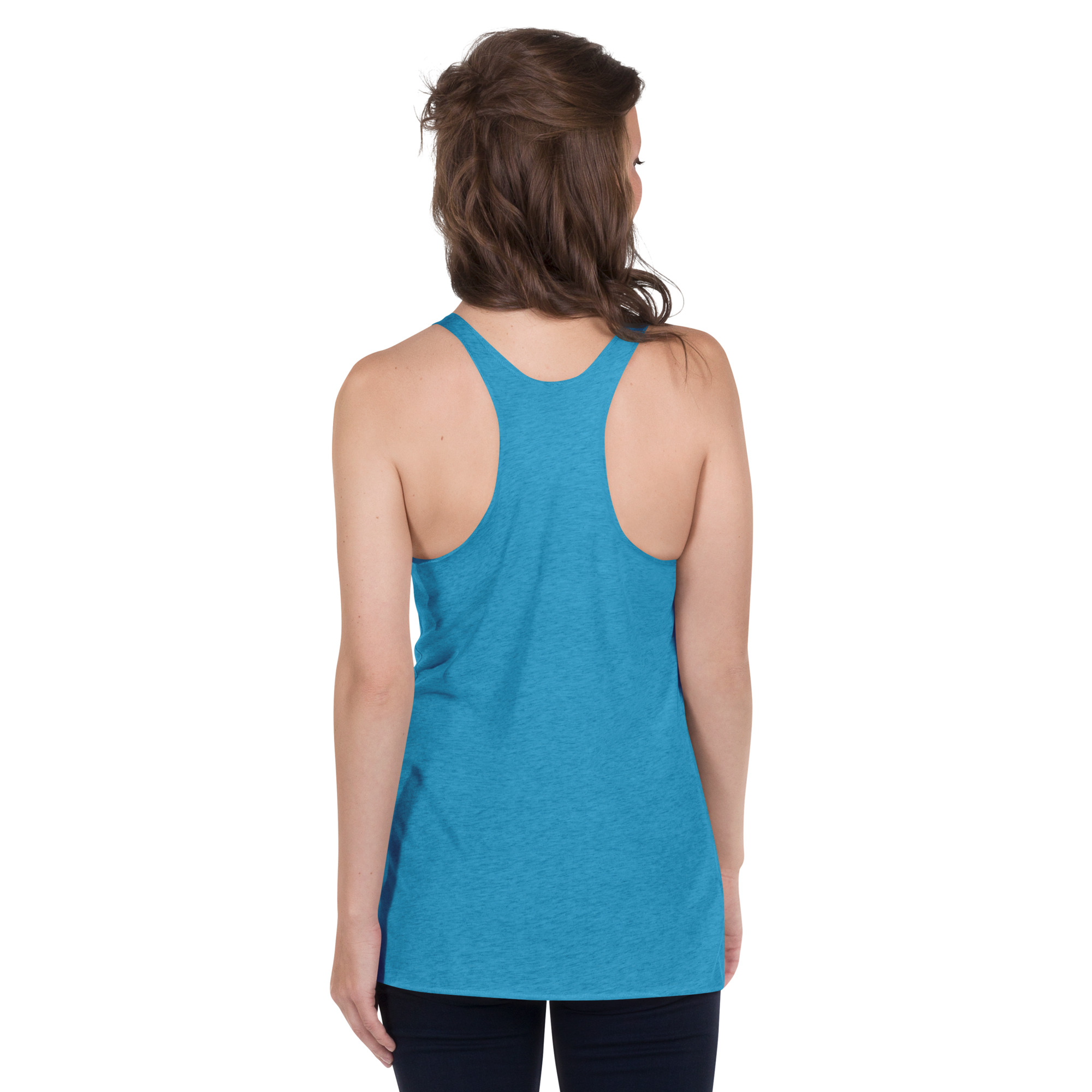R - White And Black Outlined Women's Racerback Tank - Image 16