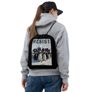 R - Penguins Resist FDT 8647 MAGA Morons Are Governing America Black Drawstring Bag