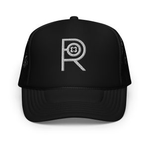R - White And Black Outlined Foam Trucker Hat