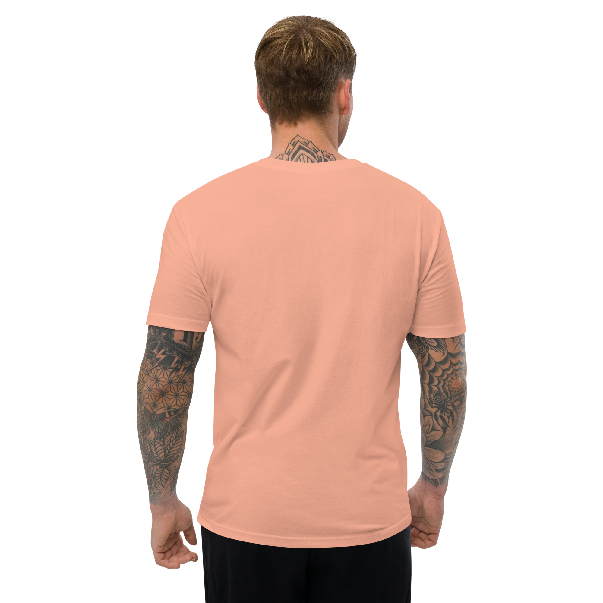 R - White And Black Outlined Men's Fitted Short Sleeve T-shirt - Image 30