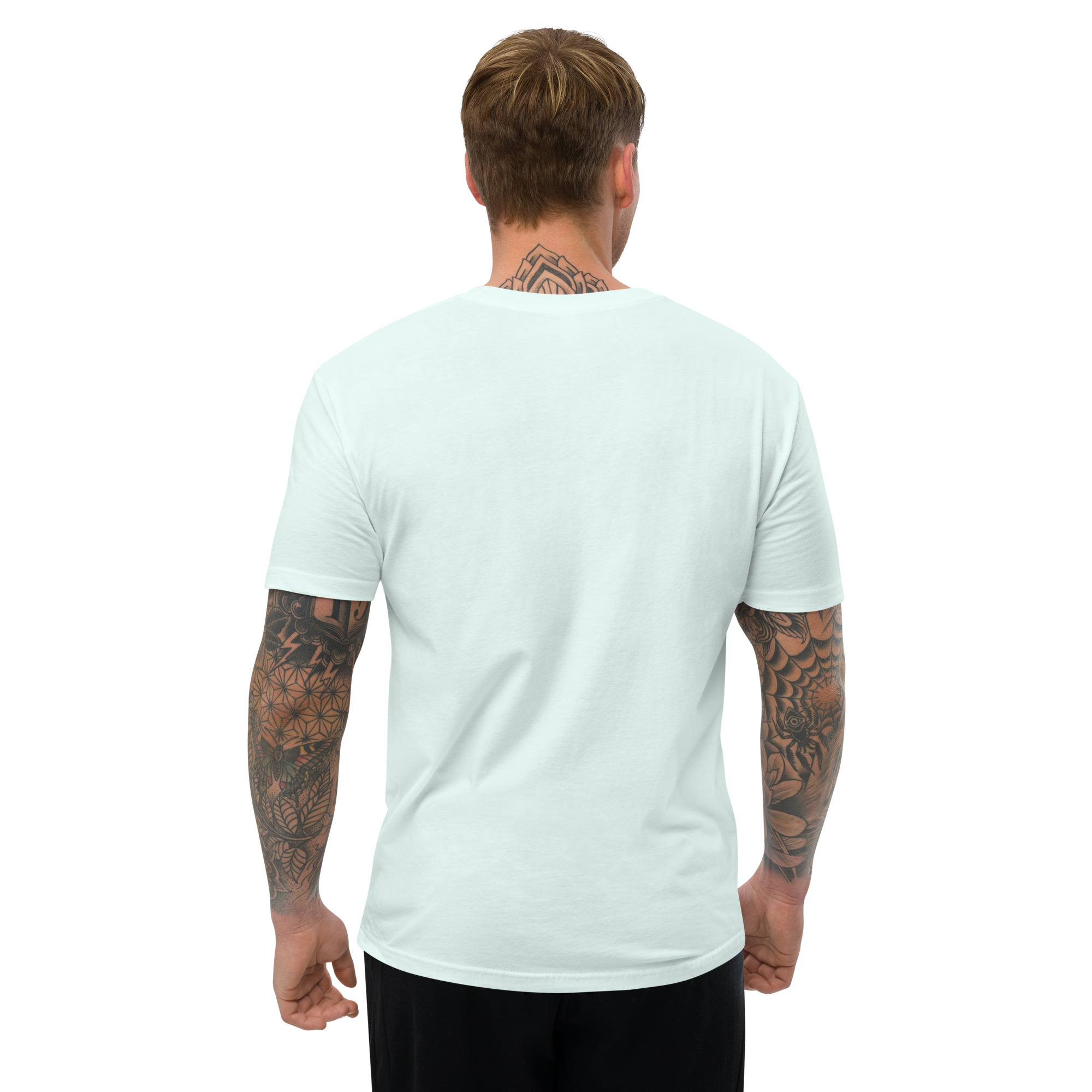 R - White And Black Outlined Men's Fitted Short Sleeve T-shirt - Image 34