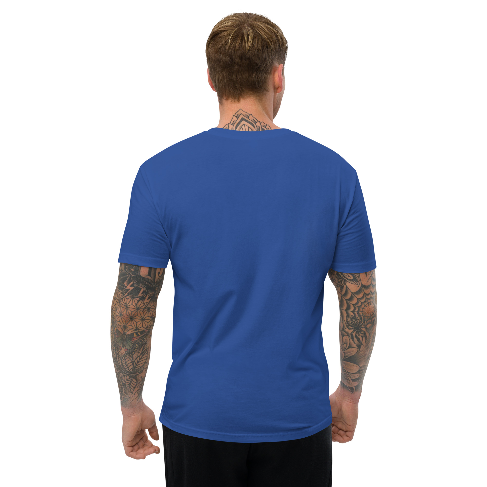 R - White And Black Outlined Men's Fitted Short Sleeve T-shirt - Image 22
