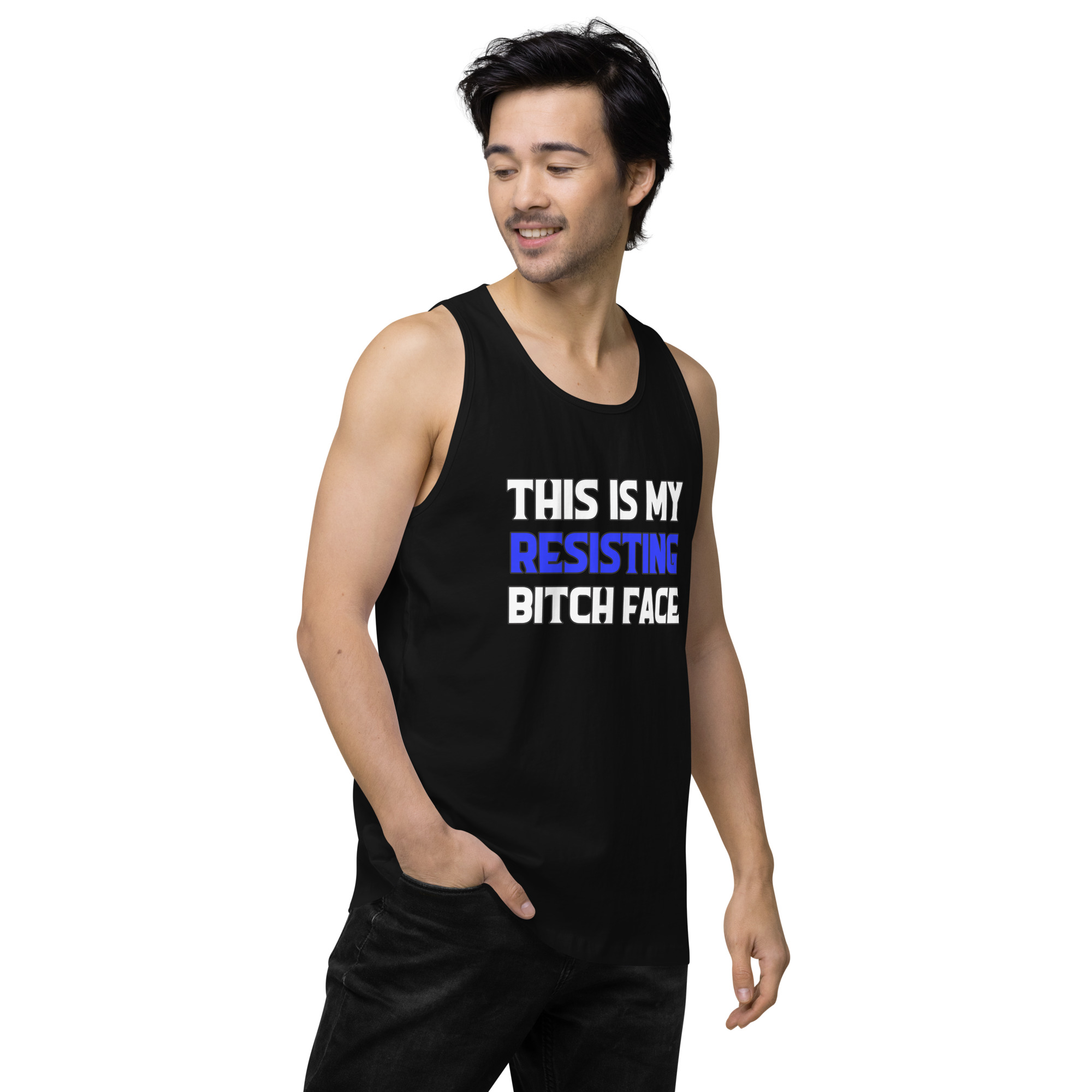 R - This Is My Resisting Bitch Face Dark Style Men’s Premium Tank Top - Image 4