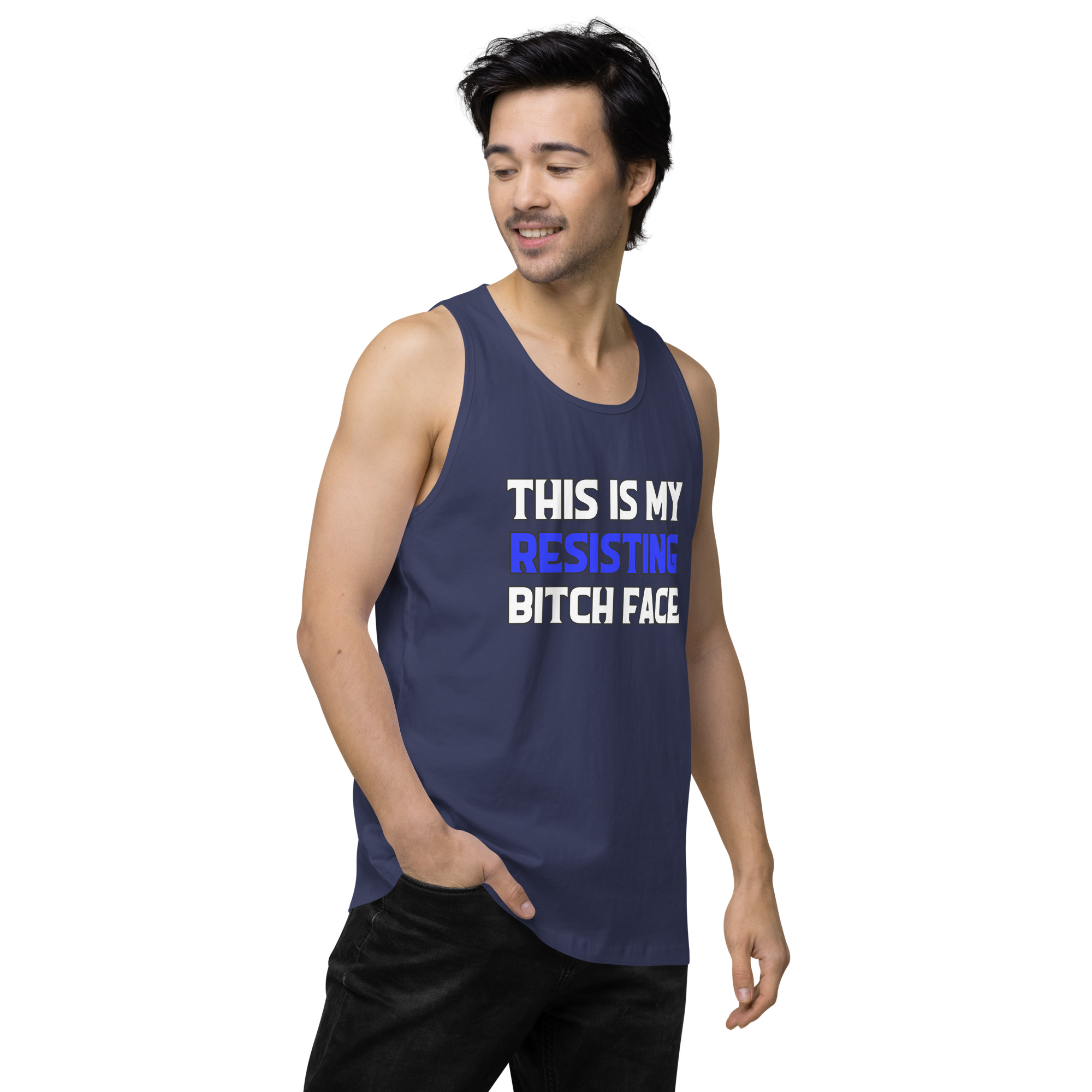 R - This Is My Resisting Bitch Face Dark Style Men’s Premium Tank Top - Image 23