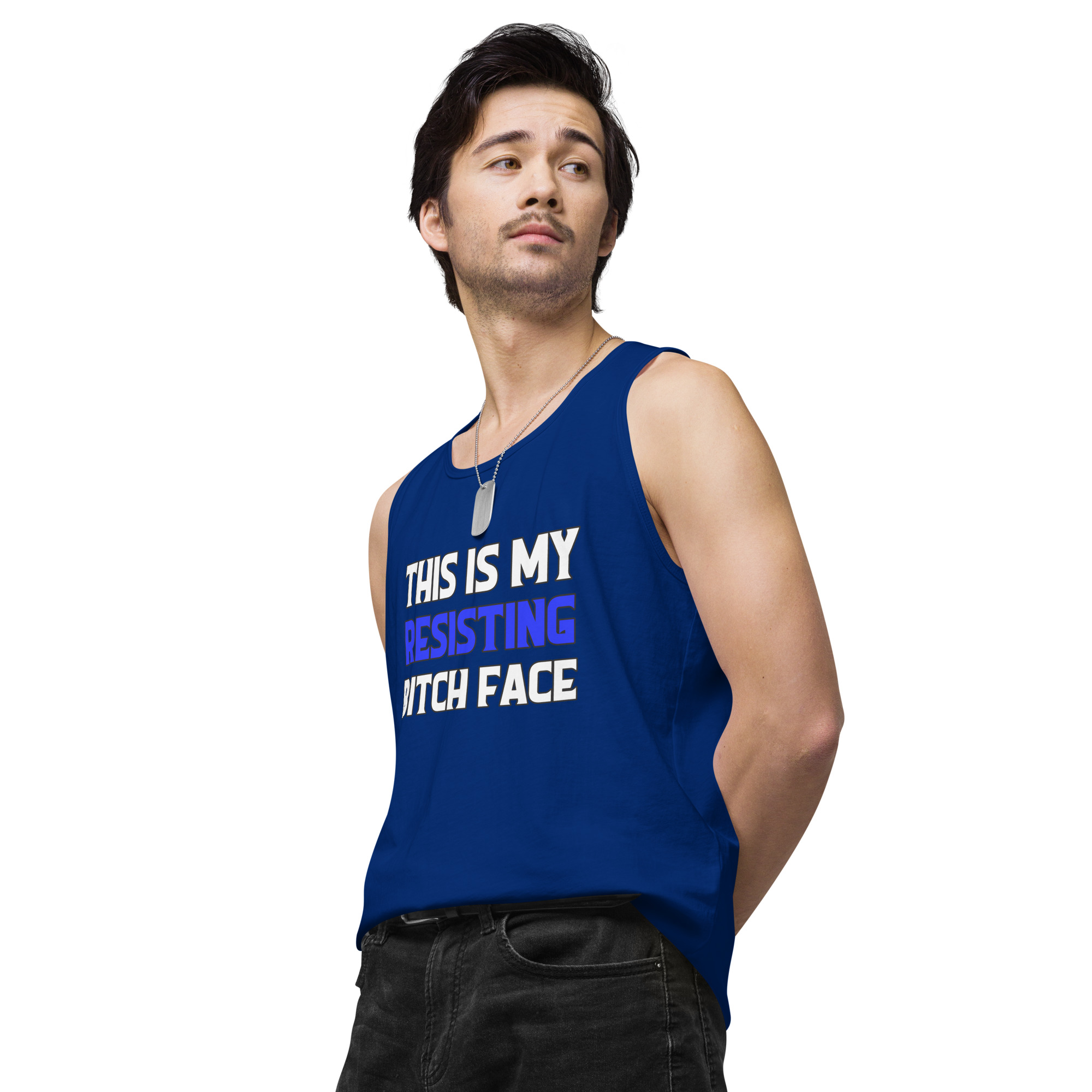 R - This Is My Resisting Bitch Face Dark Style Men’s Premium Tank Top - Image 10