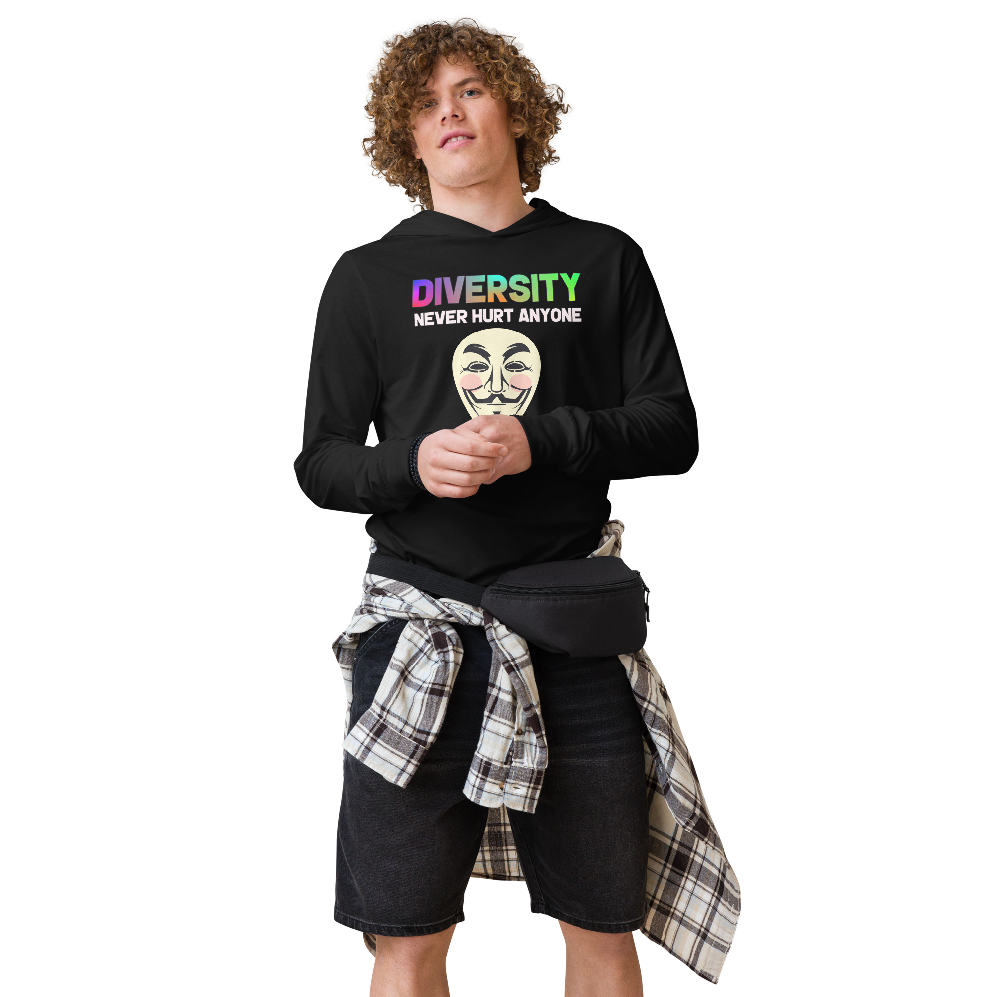 R - Diversity Never Hurt Anyone Hooded Long-sleeve Tee - Image 5