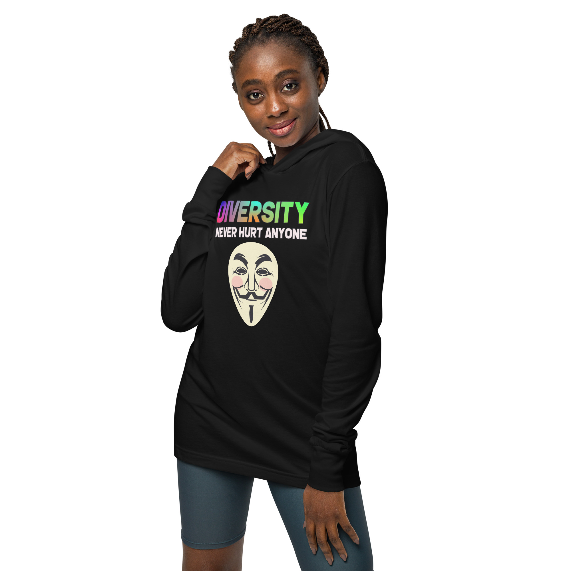 R - Diversity Never Hurt Anyone Hooded Long-sleeve Tee - Image 6