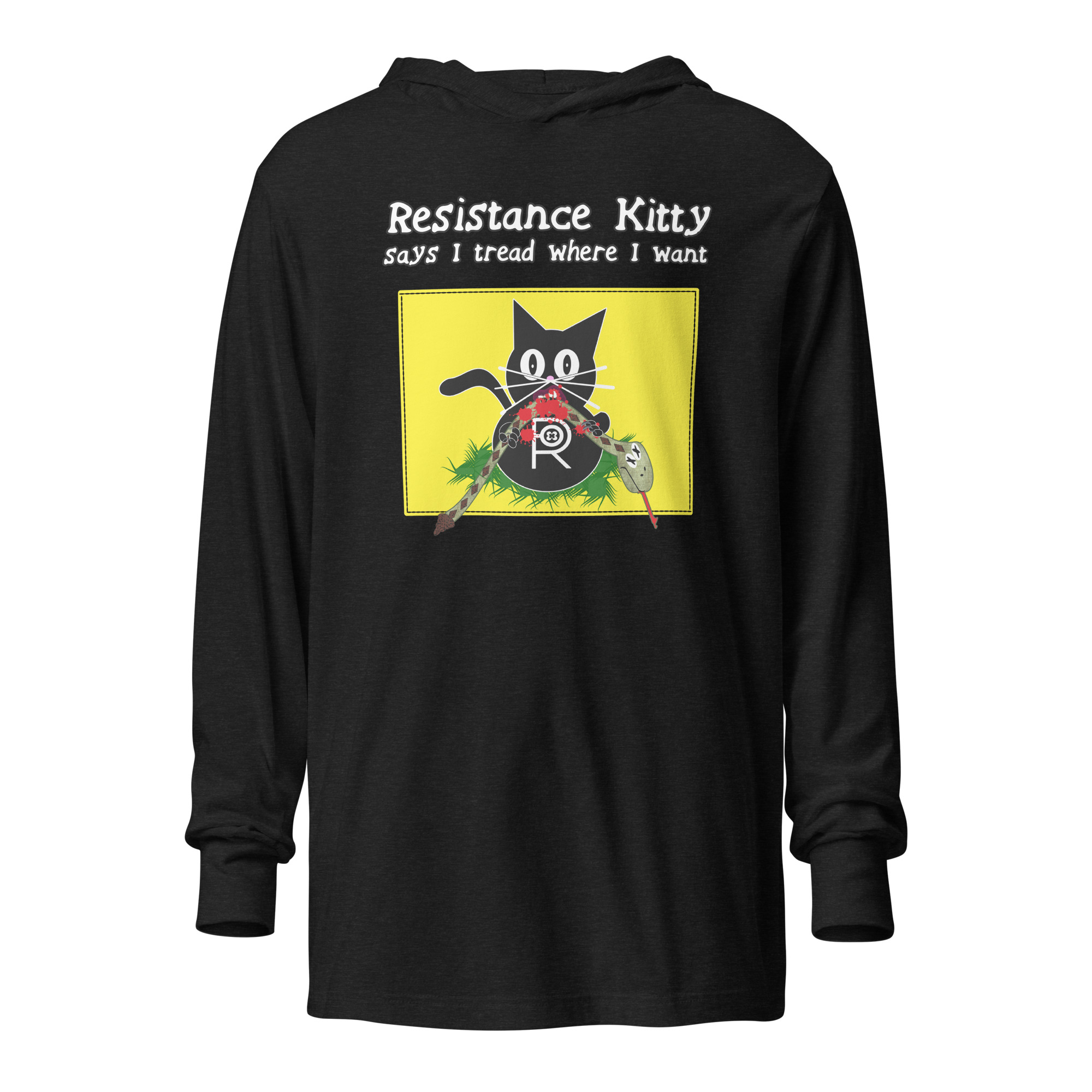 R - Resistance Kitty Says I Tread Where I Want Hooded Long-sleeve Tee Shirt