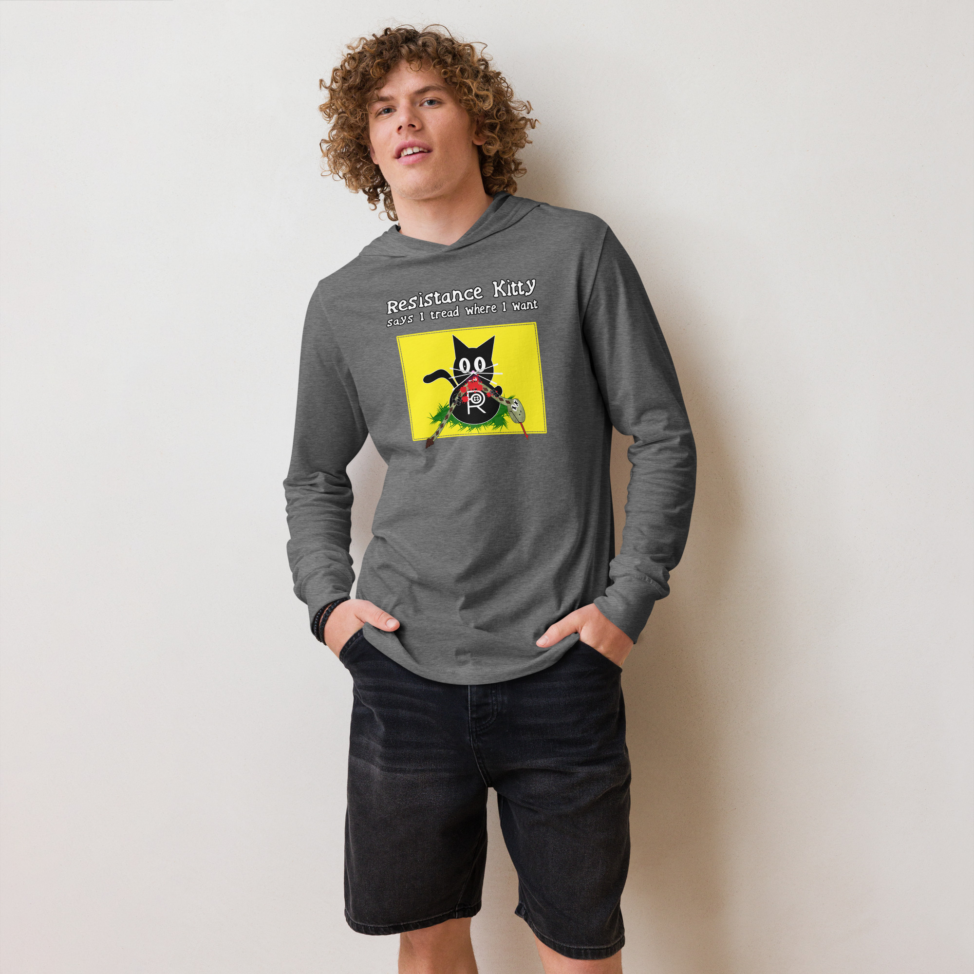 R - Resistance Kitty Says I Tread Where I Want Hooded Long-sleeve Tee Shirt - Image 17