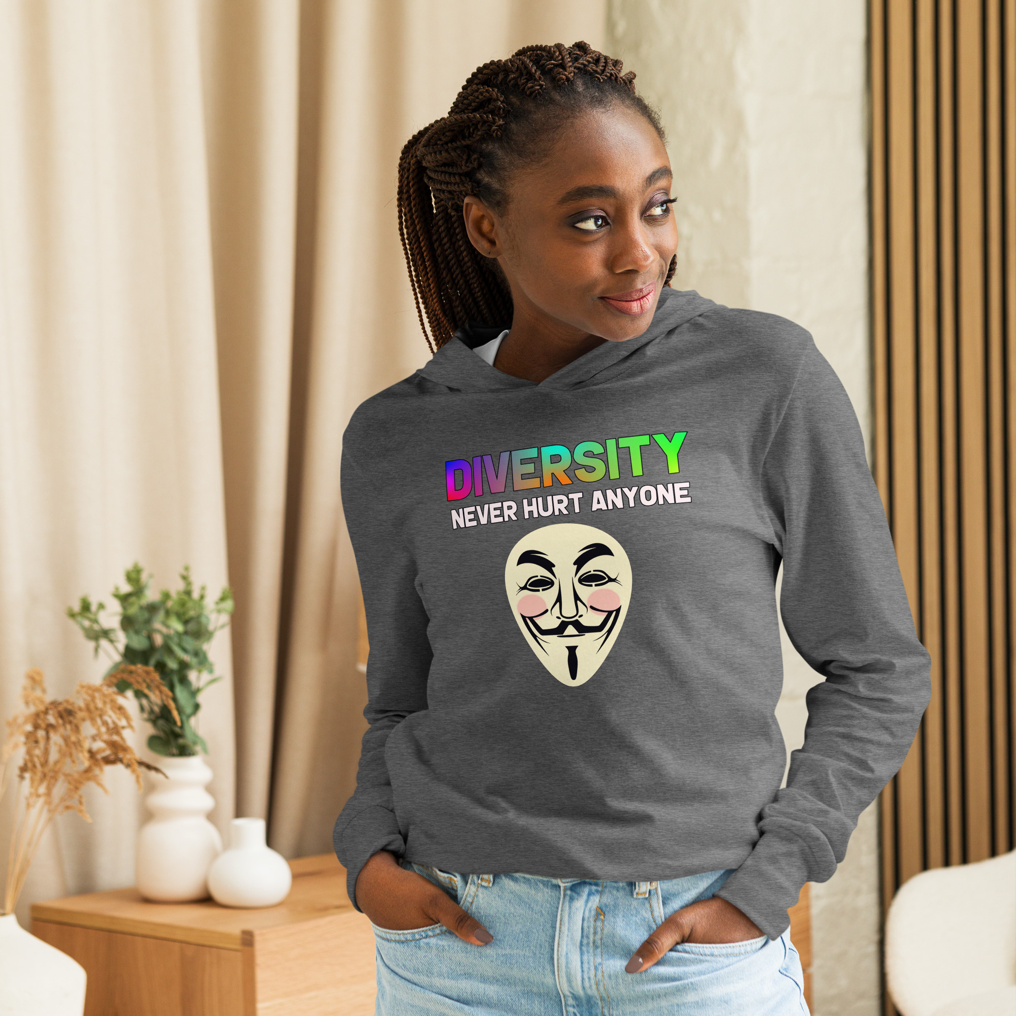 R - Diversity Never Hurt Anyone Hooded Long-sleeve Tee - Image 10