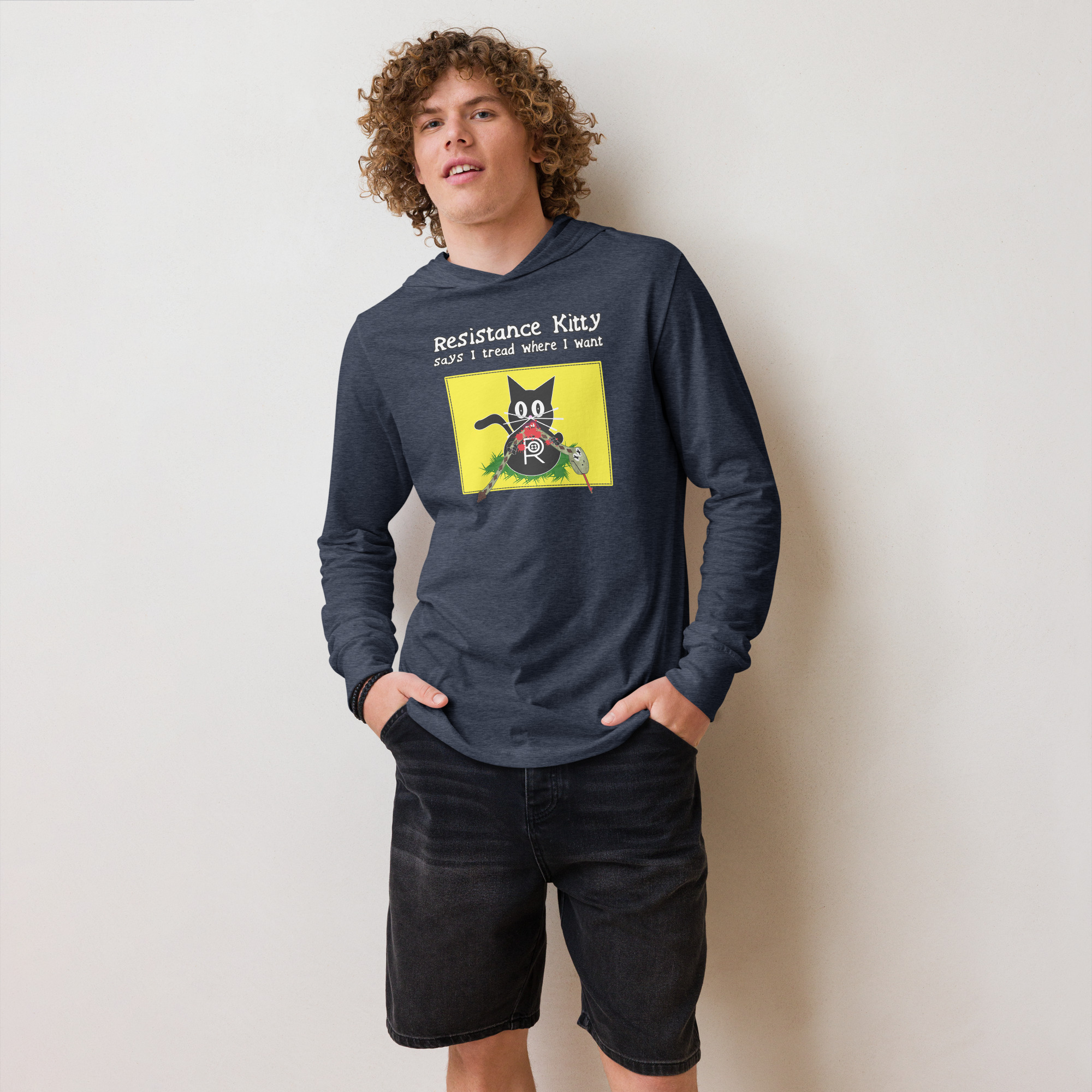 R - Resistance Kitty Says I Tread Where I Want Hooded Long-sleeve Tee Shirt - Image 10
