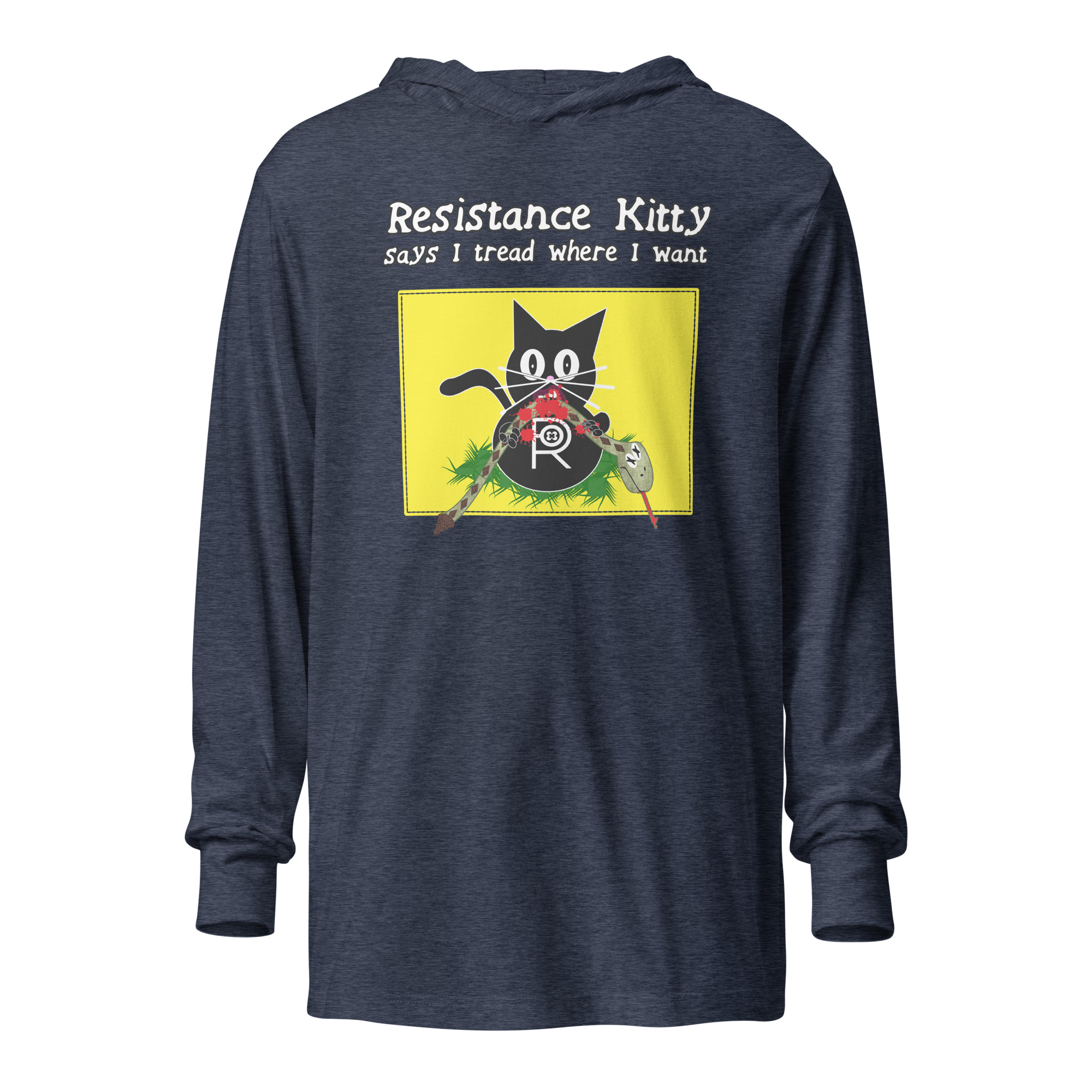 R - Resistance Kitty Says I Tread Where I Want Hooded Long-sleeve Tee Shirt - Image 27