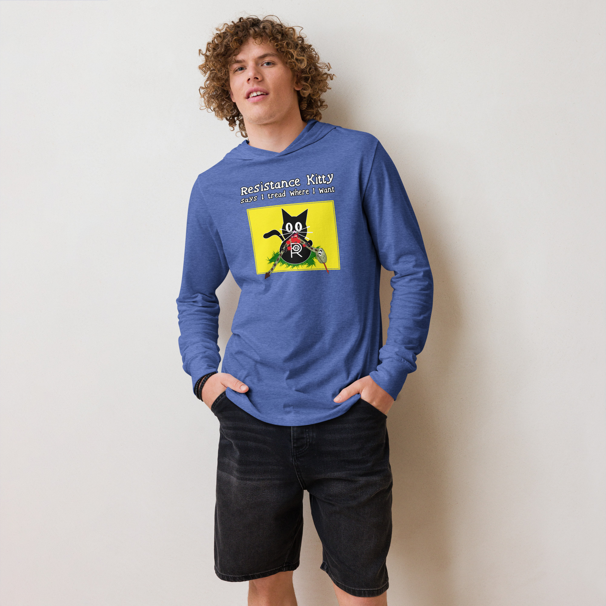 R - Resistance Kitty Says I Tread Where I Want Hooded Long-sleeve Tee Shirt - Image 14