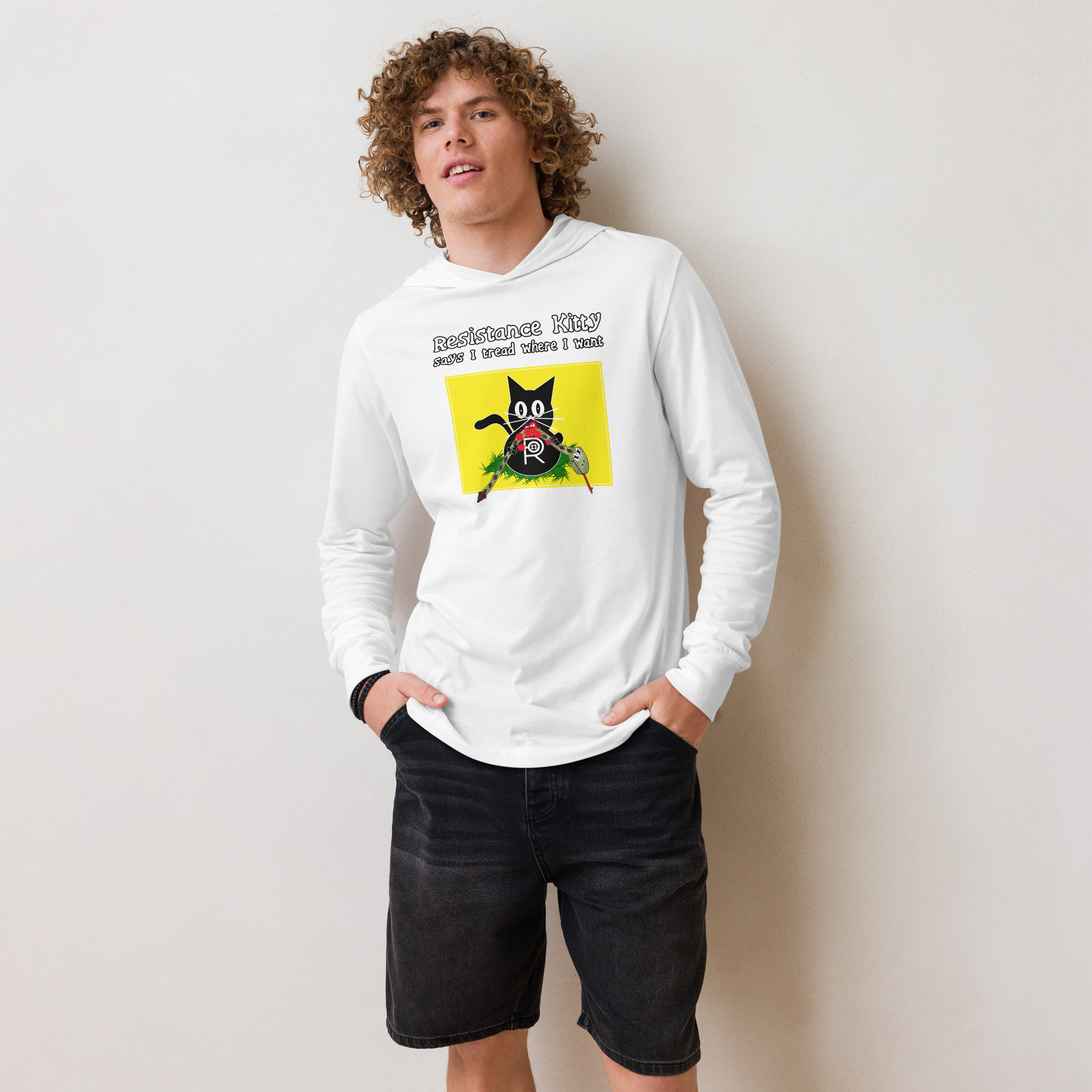 R - Resistance Kitty Says I Tread Where I Want Hooded Long-sleeve Tee Shirt - Image 16