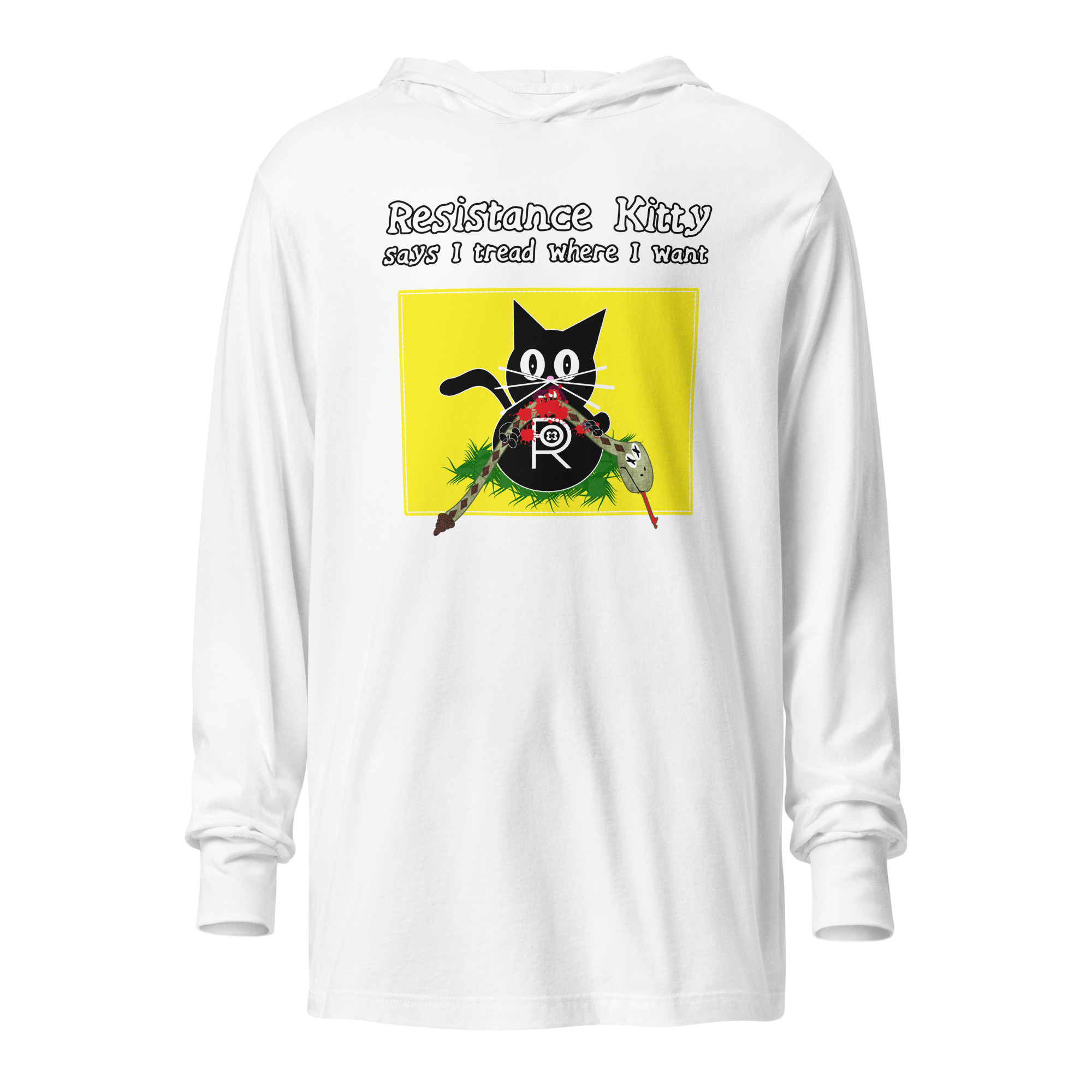 R - Resistance Kitty Says I Tread Where I Want Hooded Long-sleeve Tee Shirt - Image 39