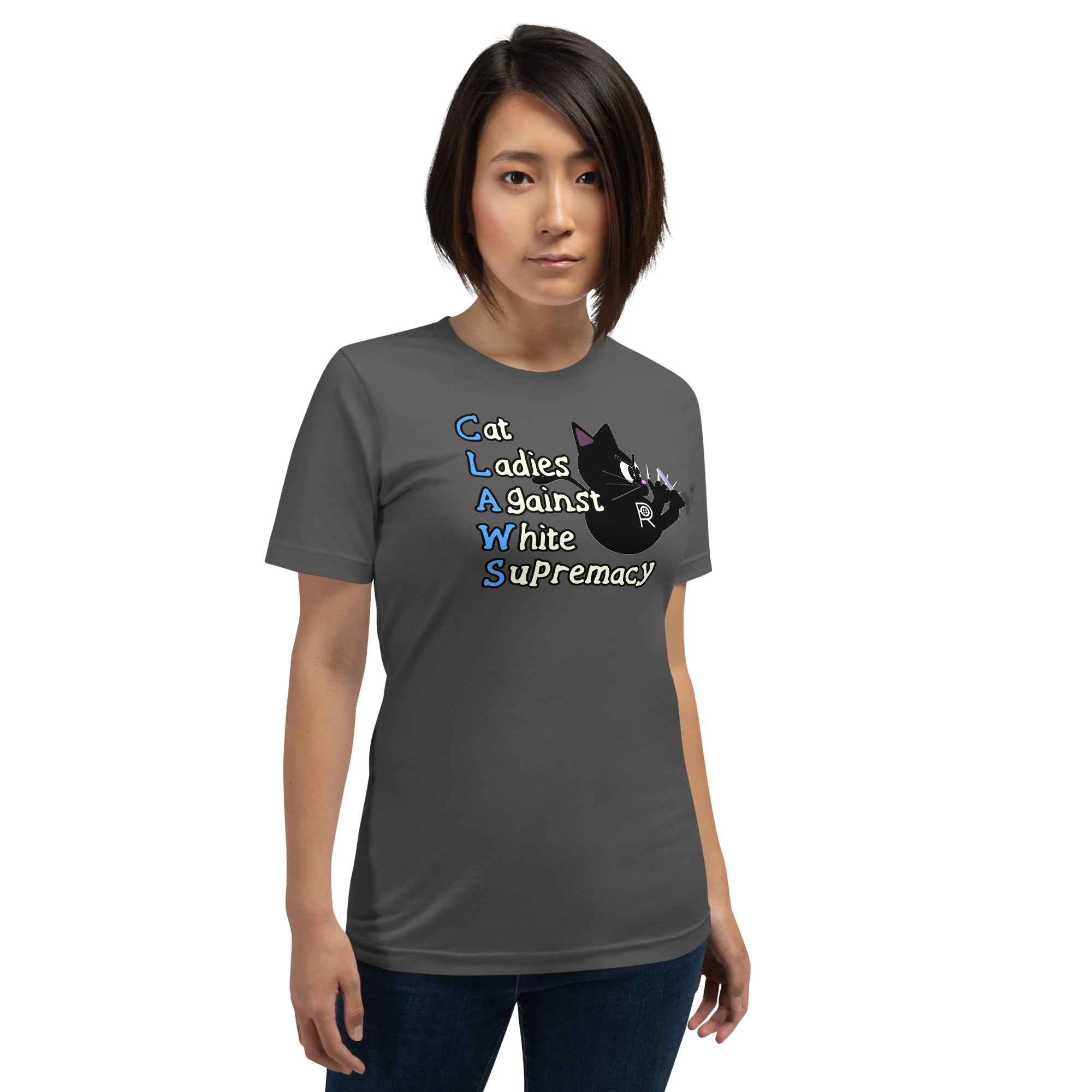 R - CLAWS Cat Ladies Against White Supremacy Dark Style Unisex T-shirt - Image 23
