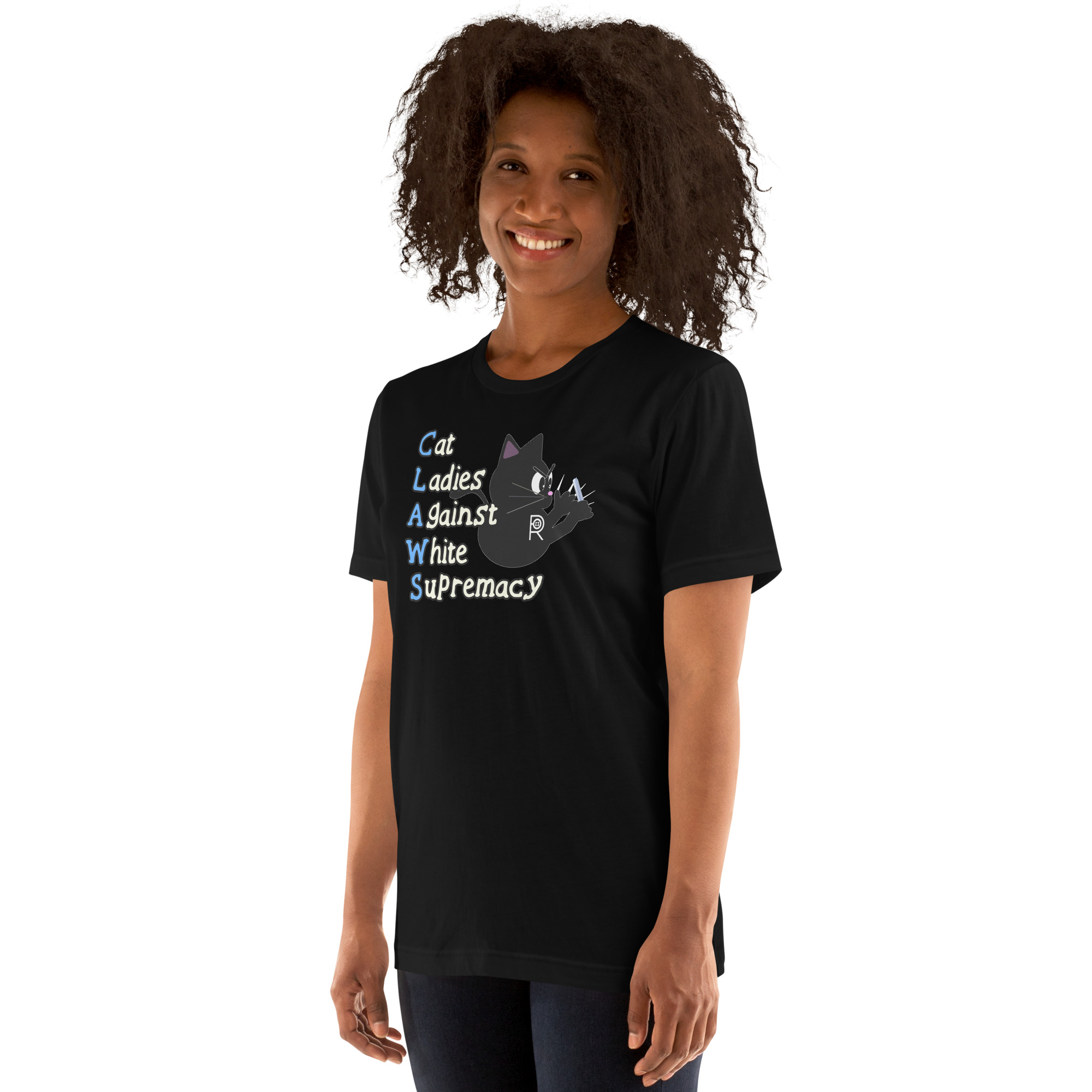 R - CLAWS Cat Ladies Against White Supremacy Dark Style Unisex T-shirt - Image 2