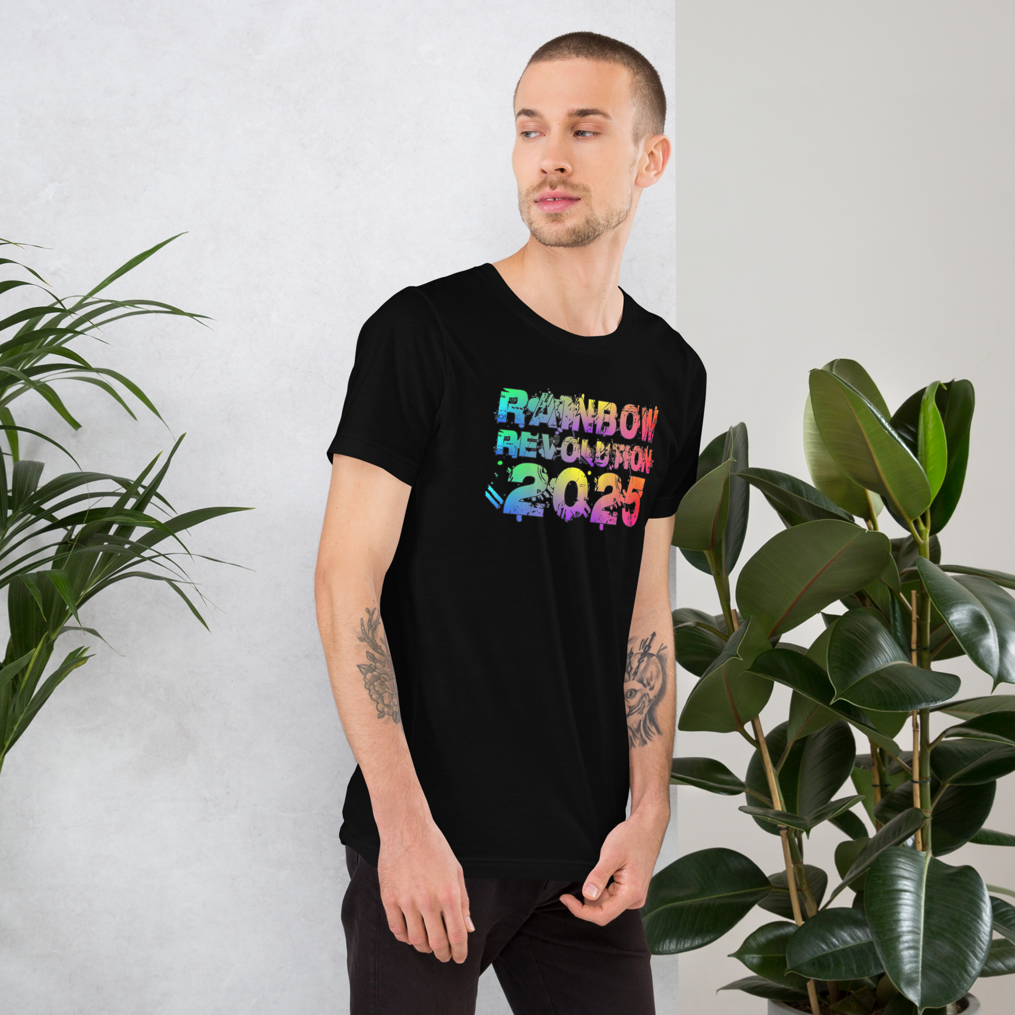 R - Rainbow Revolution 2025 Dark Style Unisex T-shirt - Image 3