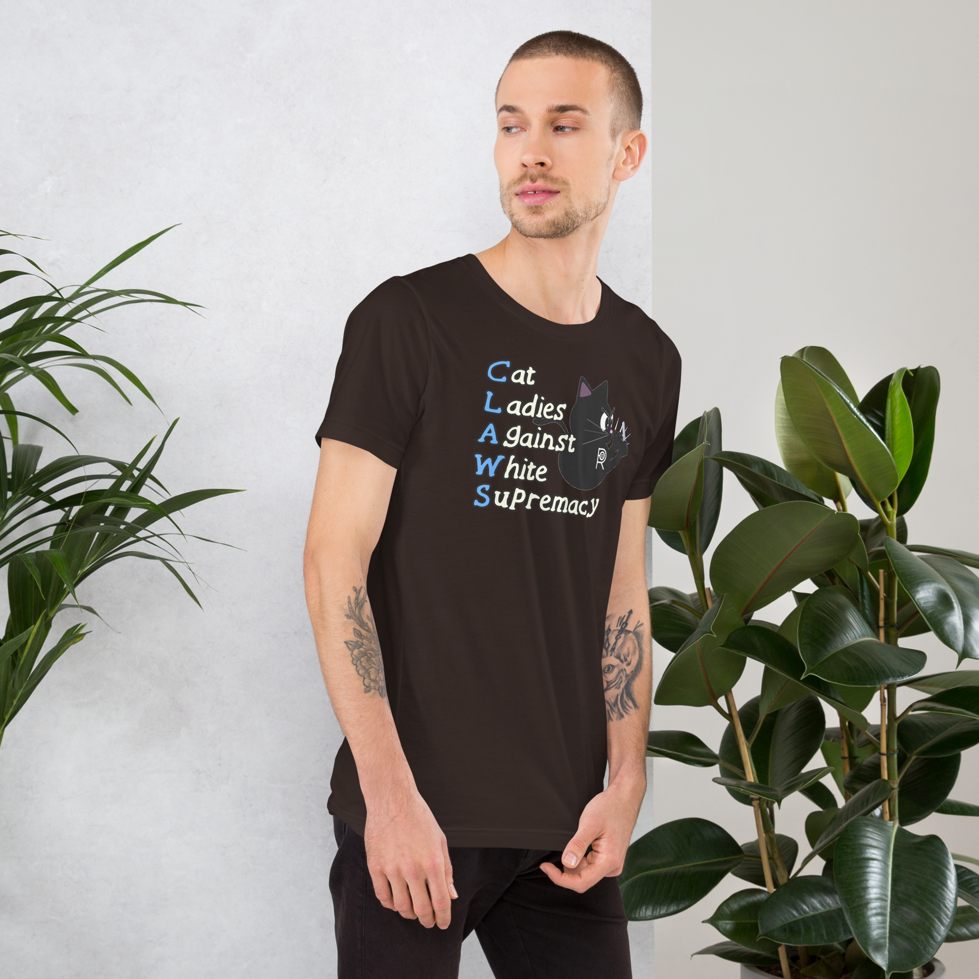R - CLAWS Cat Ladies Against White Supremacy Dark Style Unisex T-shirt - Image 14