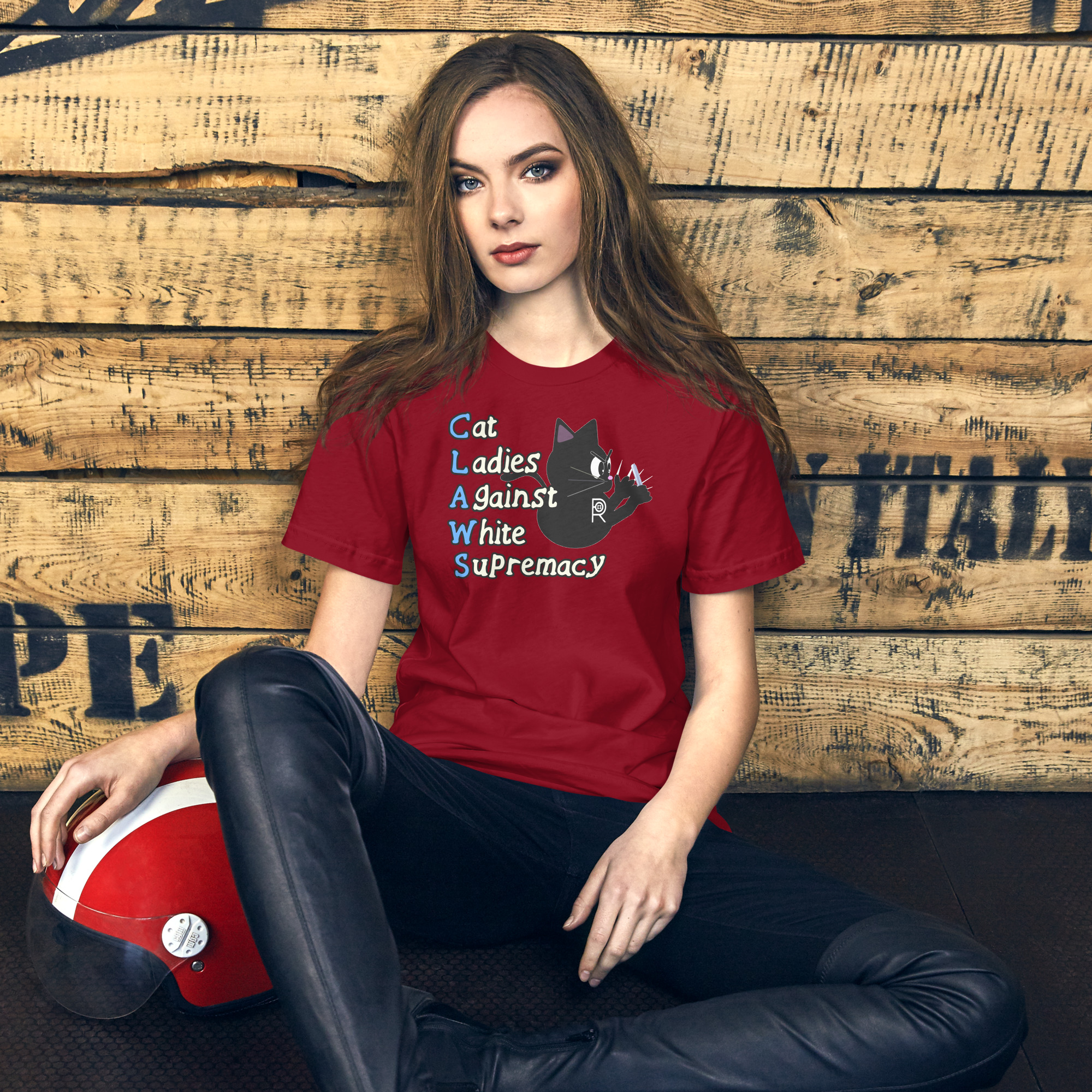 R - CLAWS Cat Ladies Against White Supremacy Dark Style Unisex T-shirt - Image 12