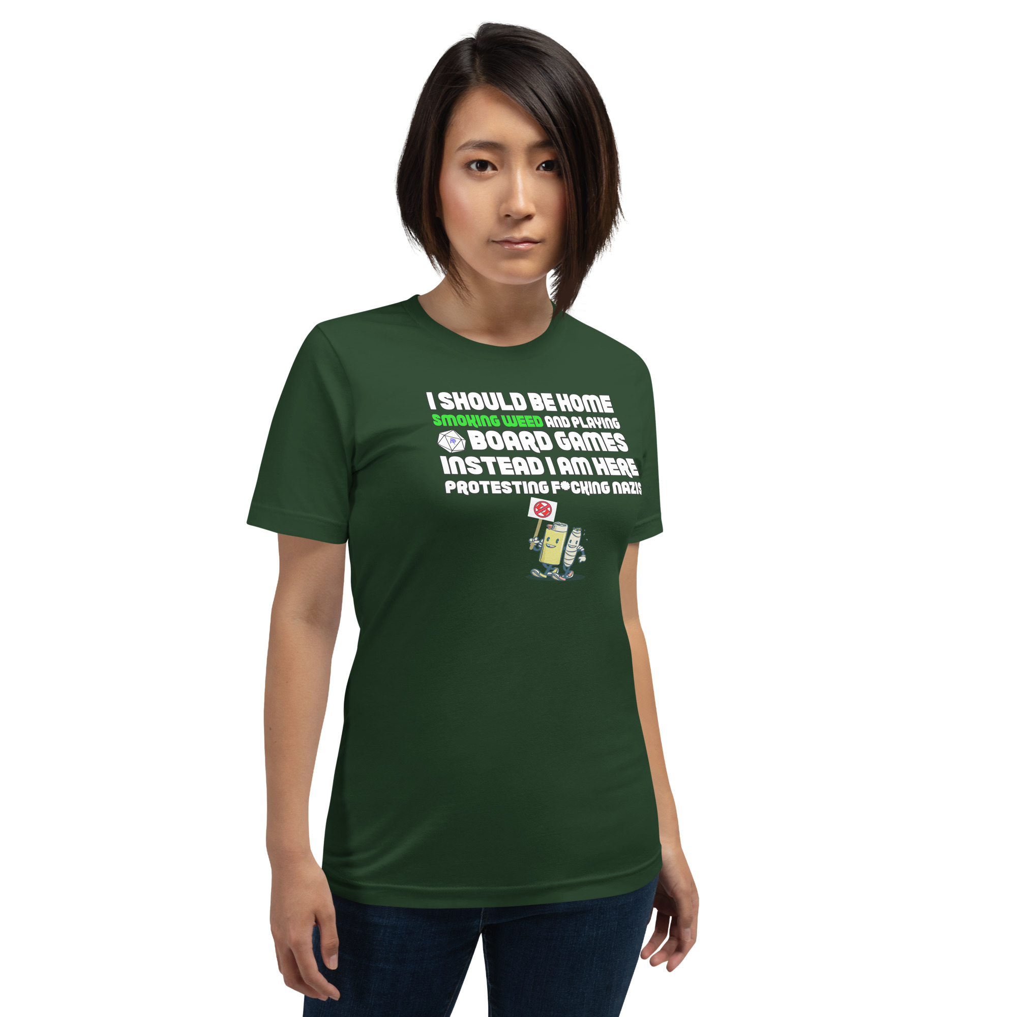 R - I Should Be Home Smoking Weed And Playing Board Games Instead I Am Here Protesting F*cking Nazis Dark Style Unisex T-shirt - Image 16