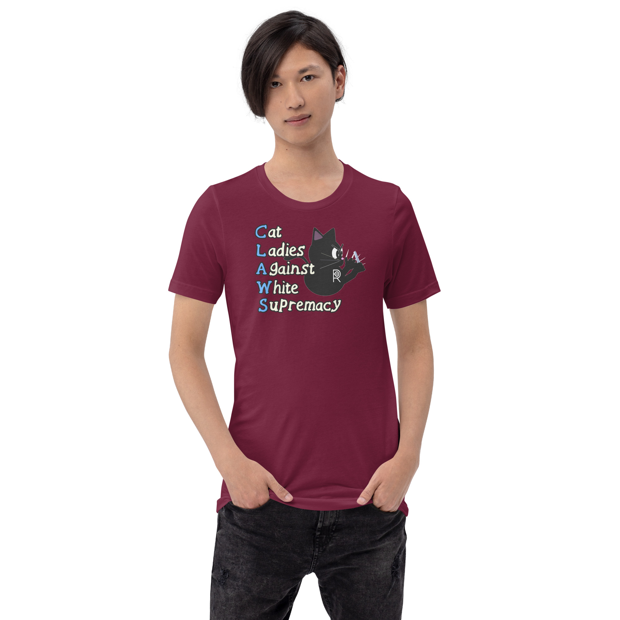 R - CLAWS Cat Ladies Against White Supremacy Dark Style Unisex T-shirt - Image 19