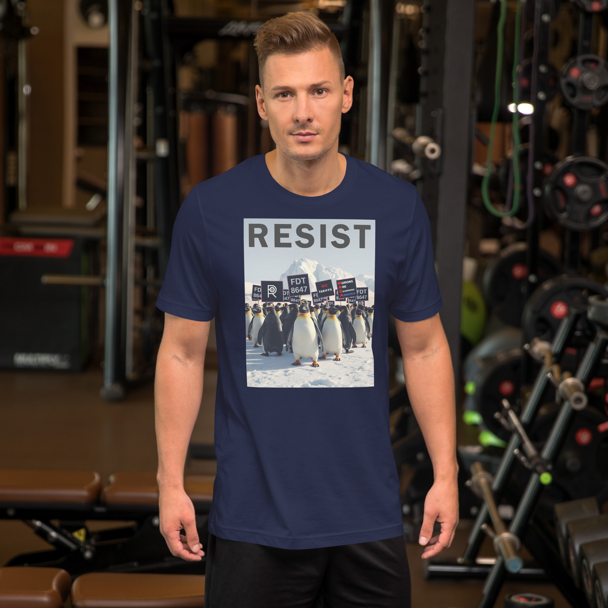 R - Penguins Resist FDT 8647 No Tariffs MAGA Morons Are Governing America Dark Style Unisex T-shirt - Image 9