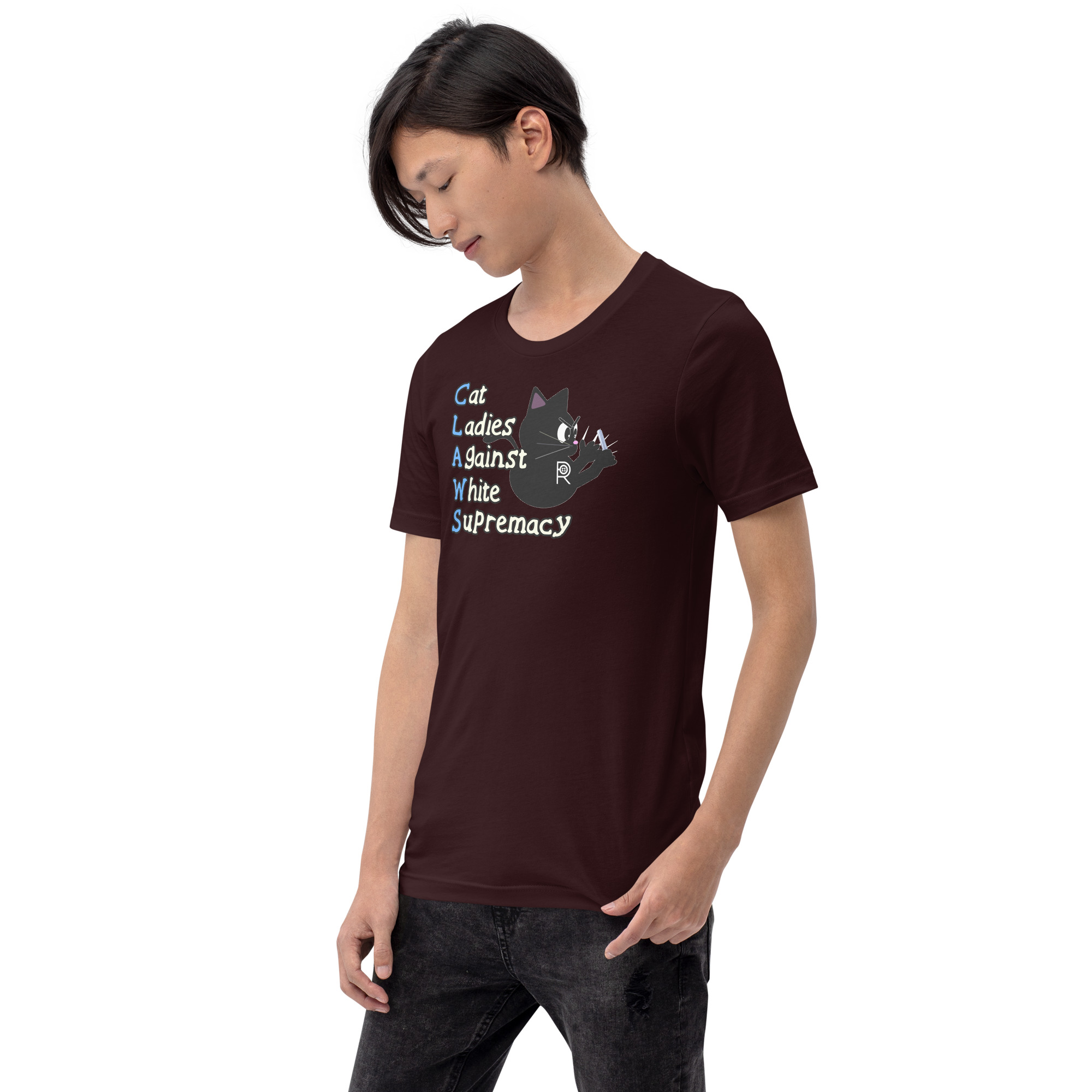 R - CLAWS Cat Ladies Against White Supremacy Dark Style Unisex T-shirt - Image 6