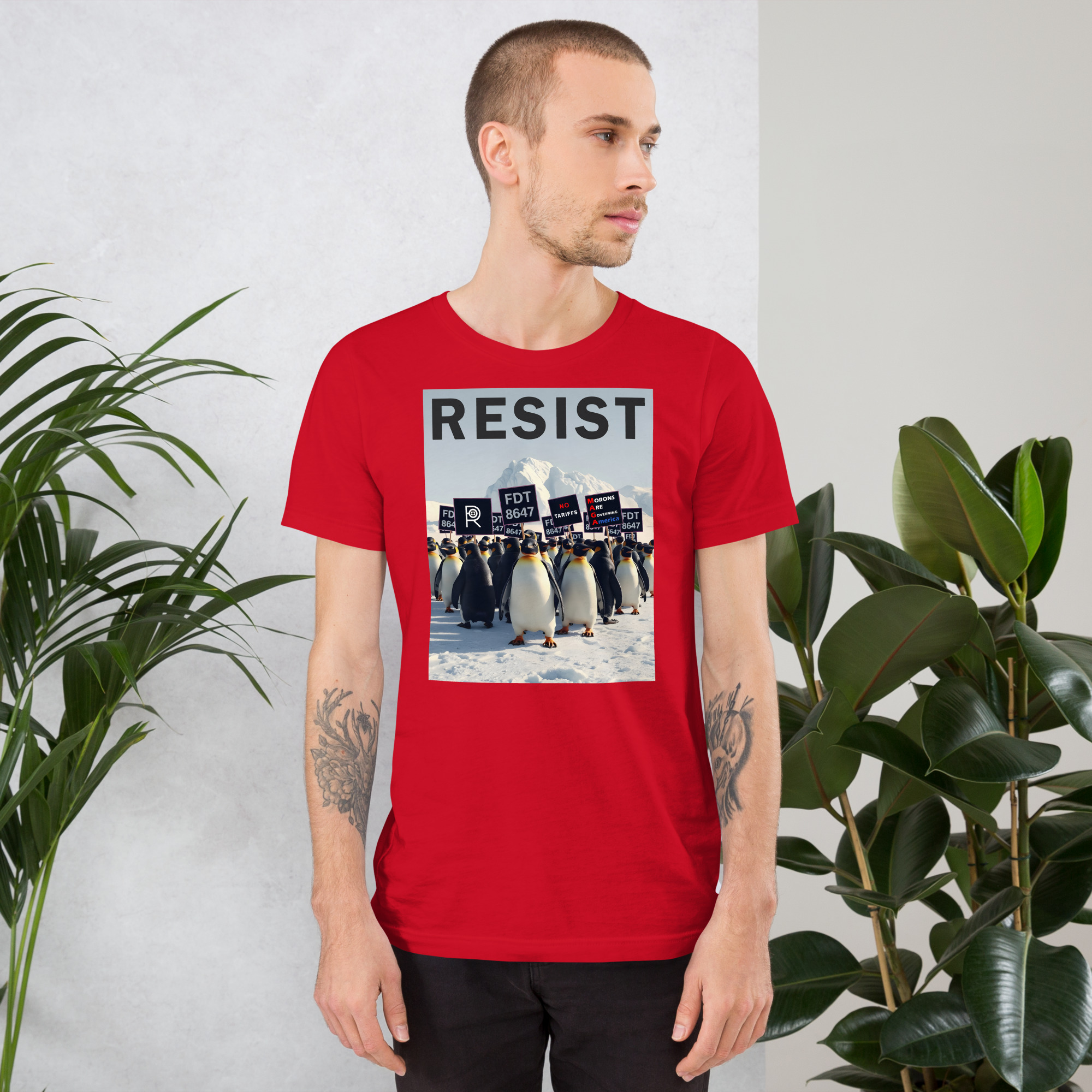 R - Penguins Resist FDT 8647 No Tariffs MAGA Morons Are Governing America Dark Style Unisex T-shirt - Image 18