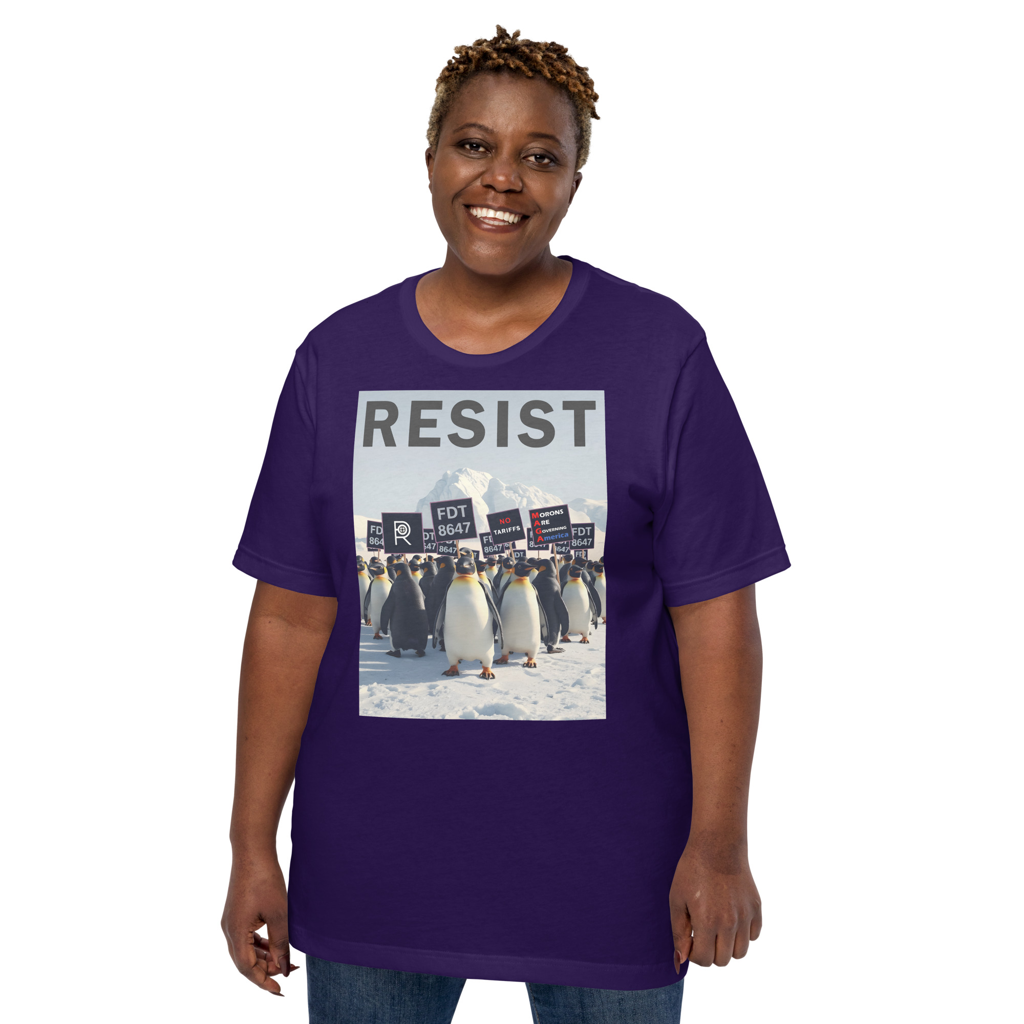 R - Penguins Resist FDT 8647 No Tariffs MAGA Morons Are Governing America Dark Style Unisex T-shirt - Image 7