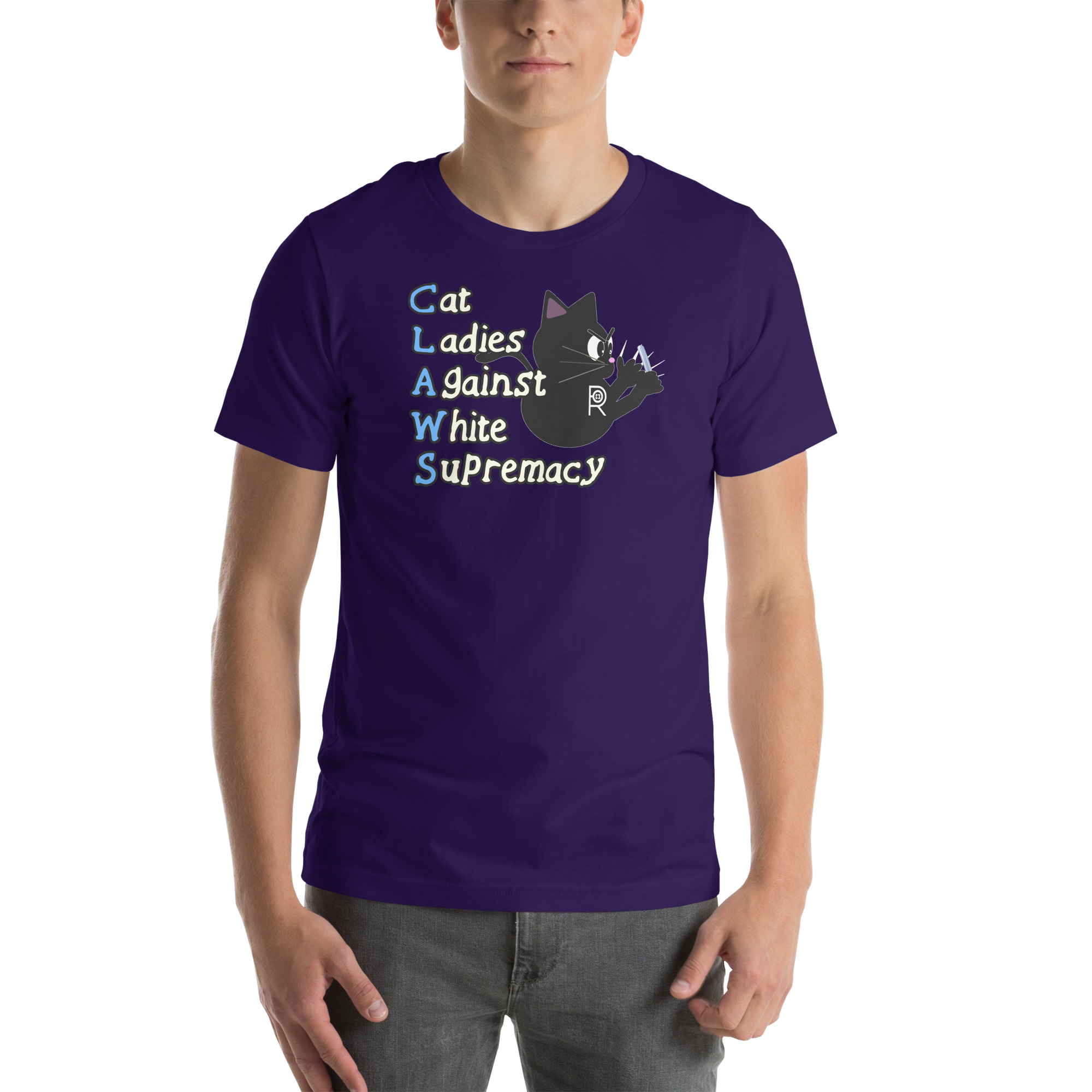 R - CLAWS Cat Ladies Against White Supremacy Dark Style Unisex T-shirt - Image 8