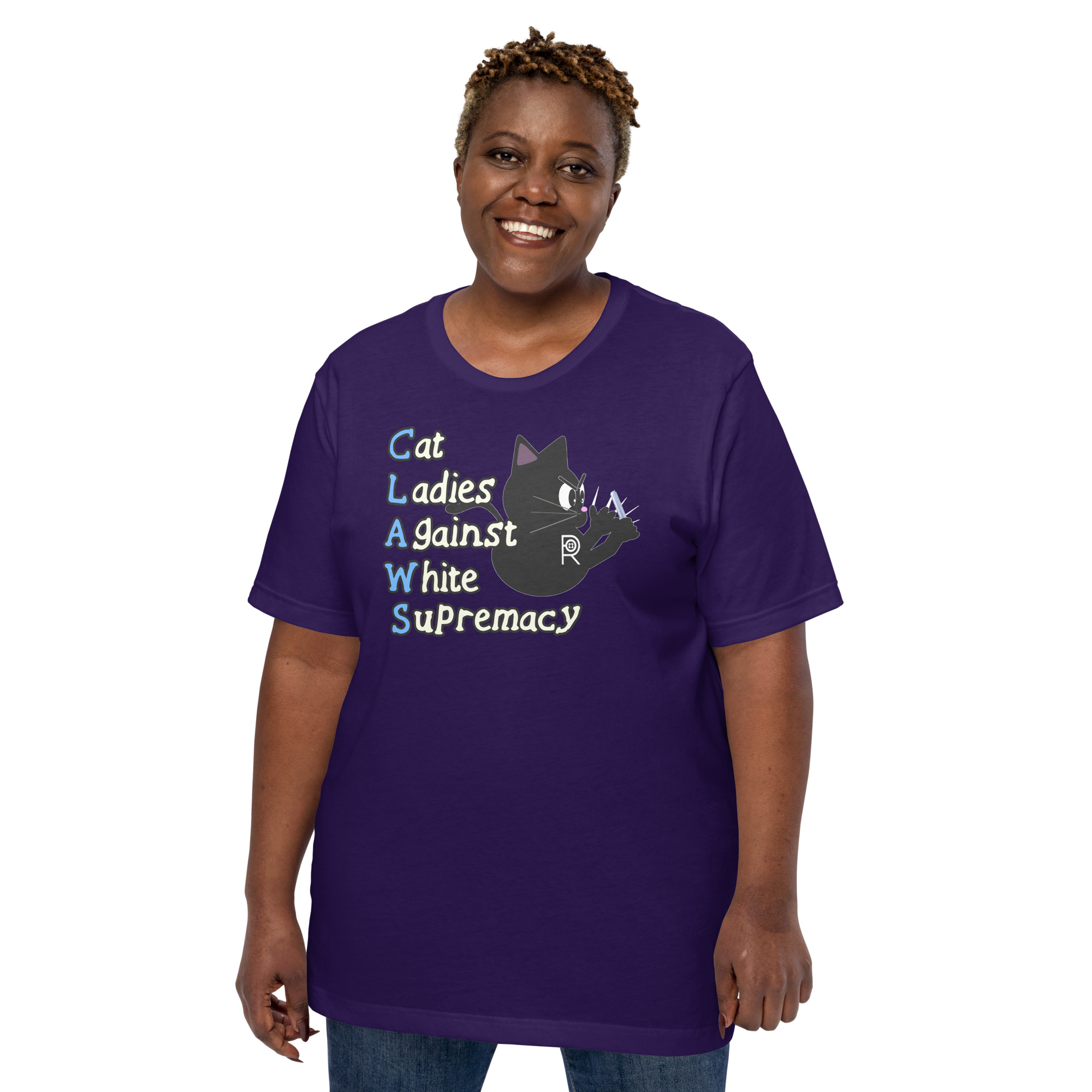 R - CLAWS Cat Ladies Against White Supremacy Dark Style Unisex T-shirt - Image 9