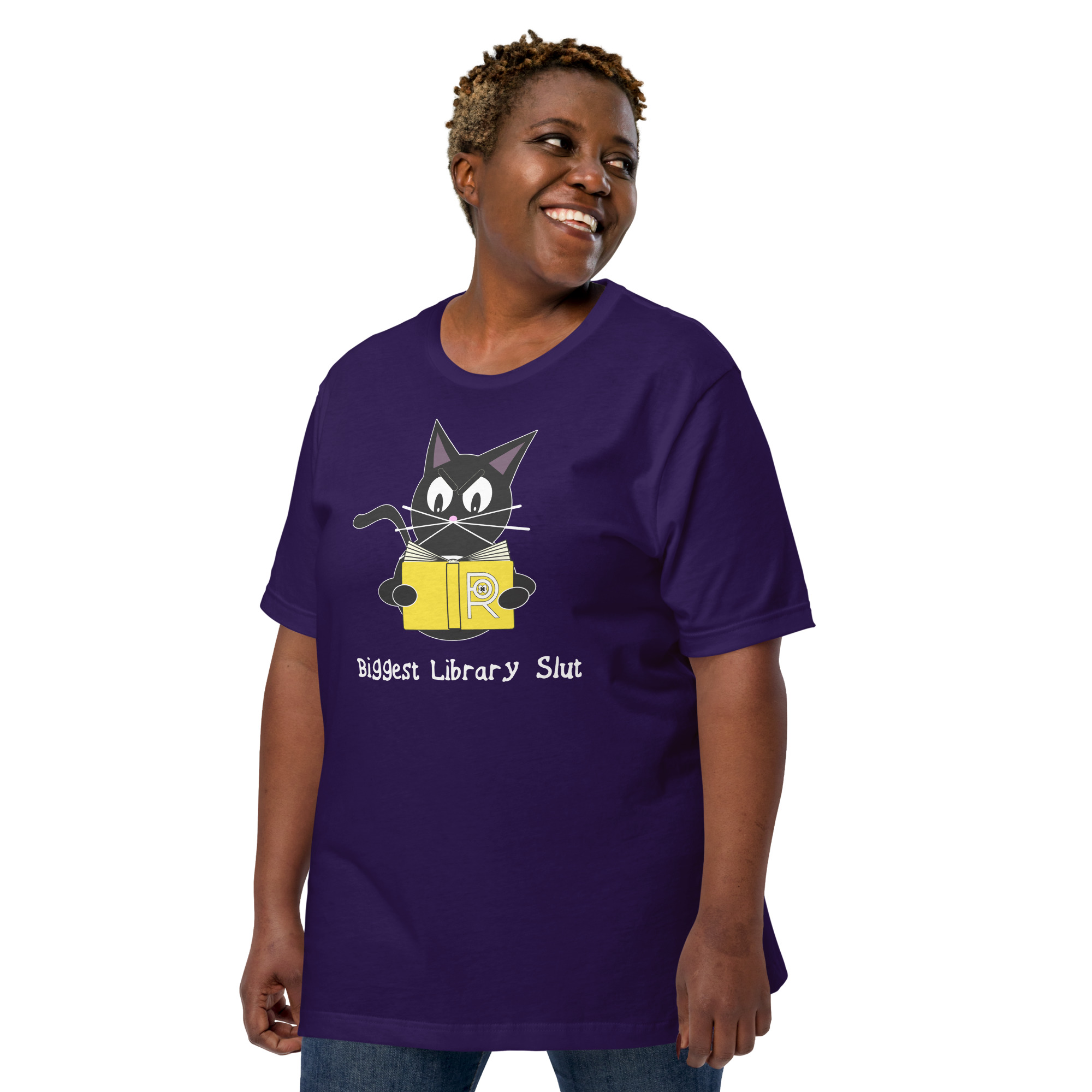 R - Biggest Library Slut Dark Style Unisex T-shirt - Image 5